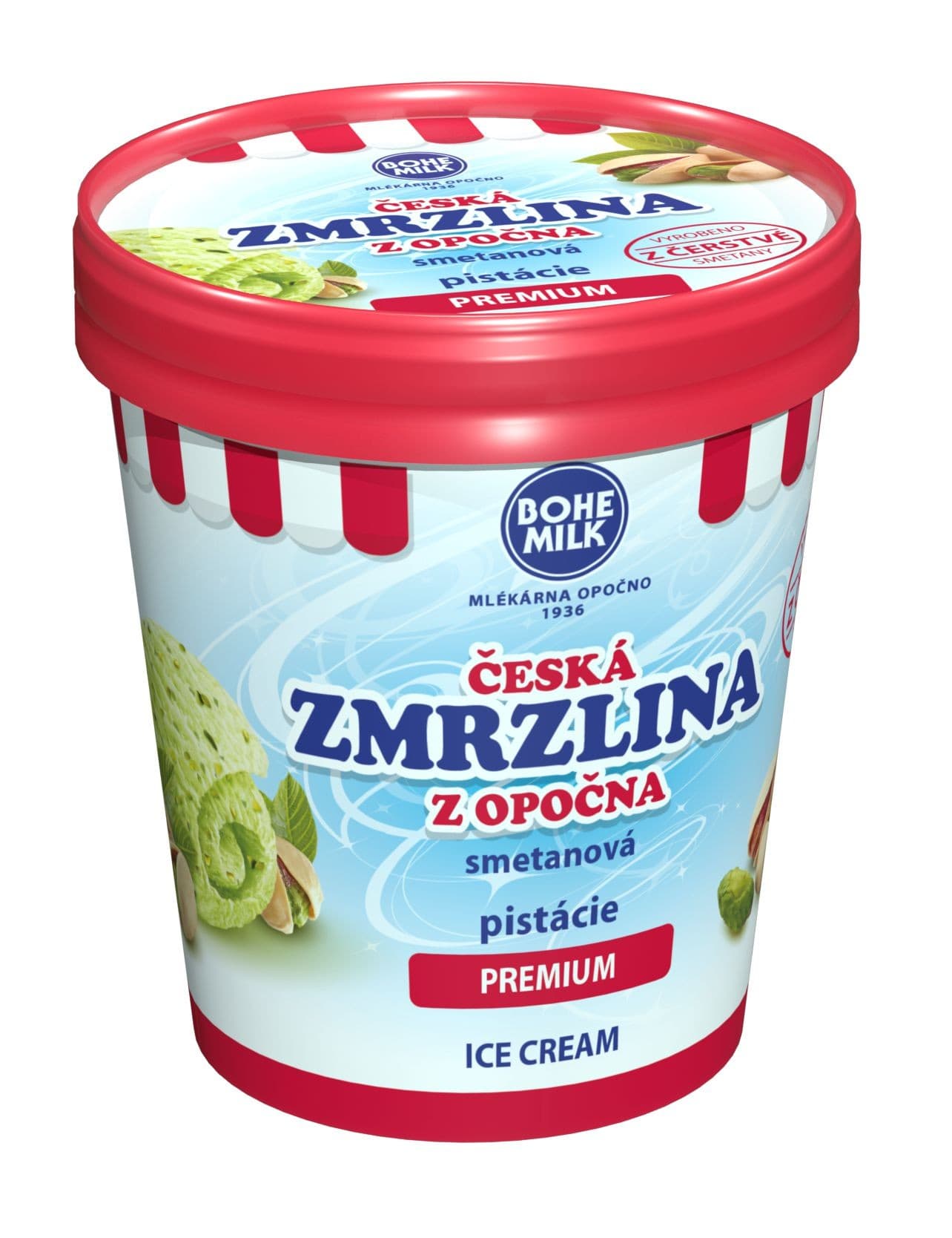 Bohemilk Česká zmrzlina z Opočna - Pistáciová, 460 ml