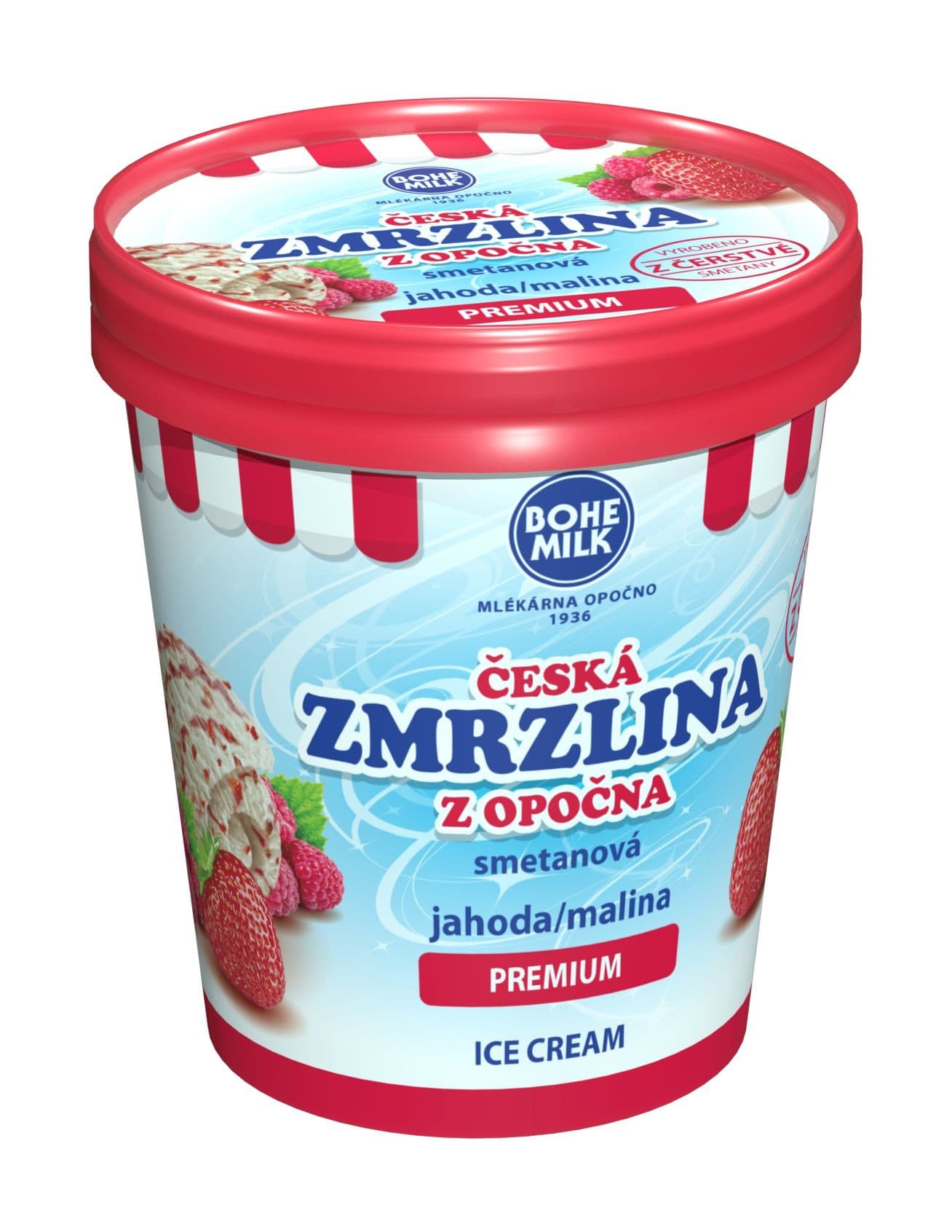 Bohemilk Česká zmrzlina z Opočna jahoda a malina 460 ml
