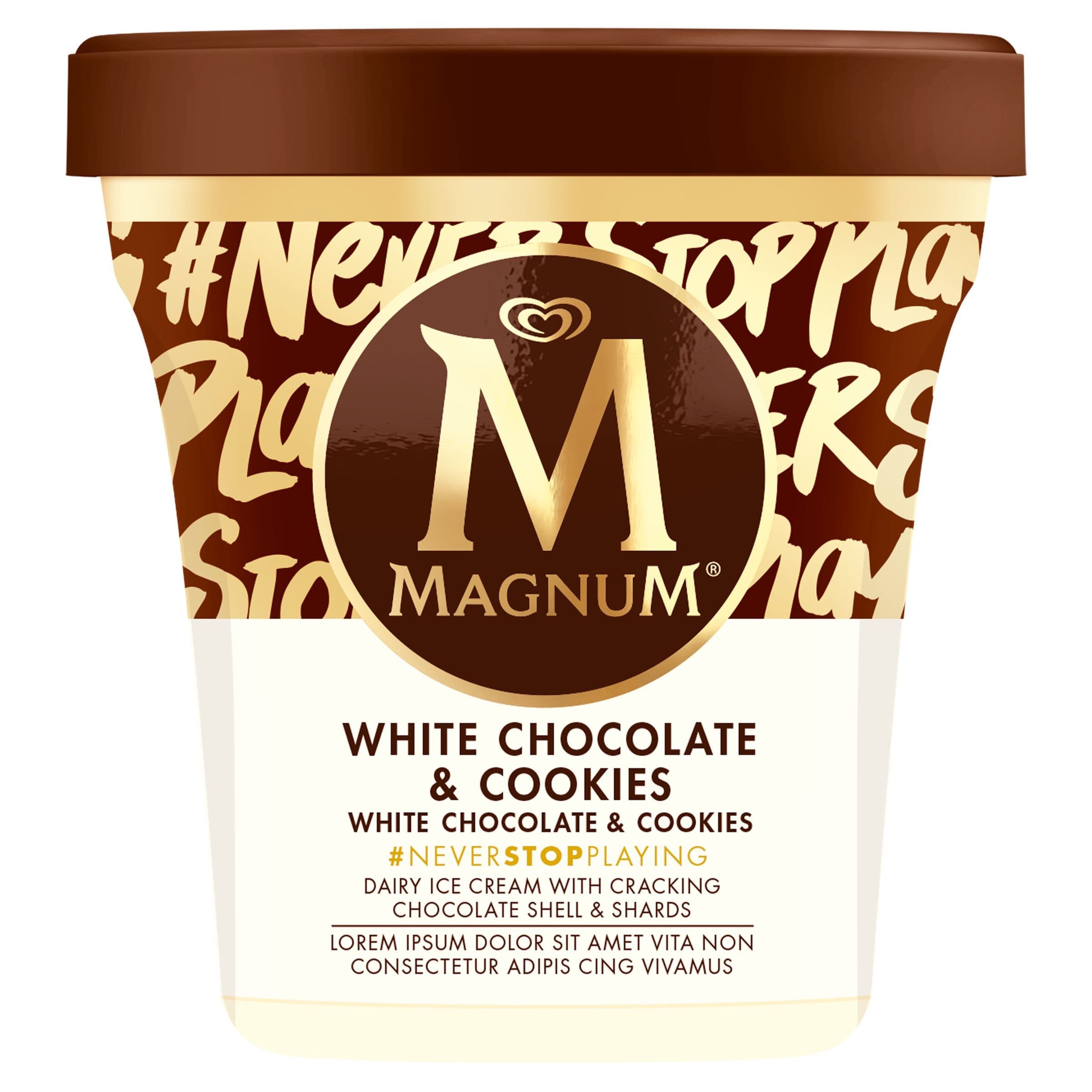 Magnum White Chocolate and Cookies Zmrzlina v kelímku 440 ml