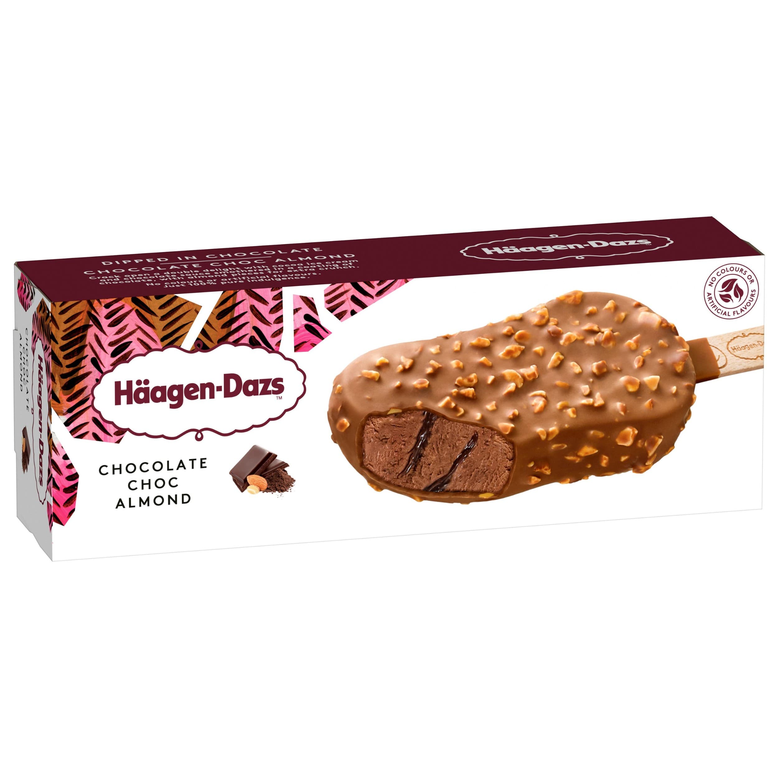 Häagen Dazs Kakaová zmrzlina smetanová s čokoládovou polevou a belgickou mléčnou čokoládou s praženými mandlemi 80ml