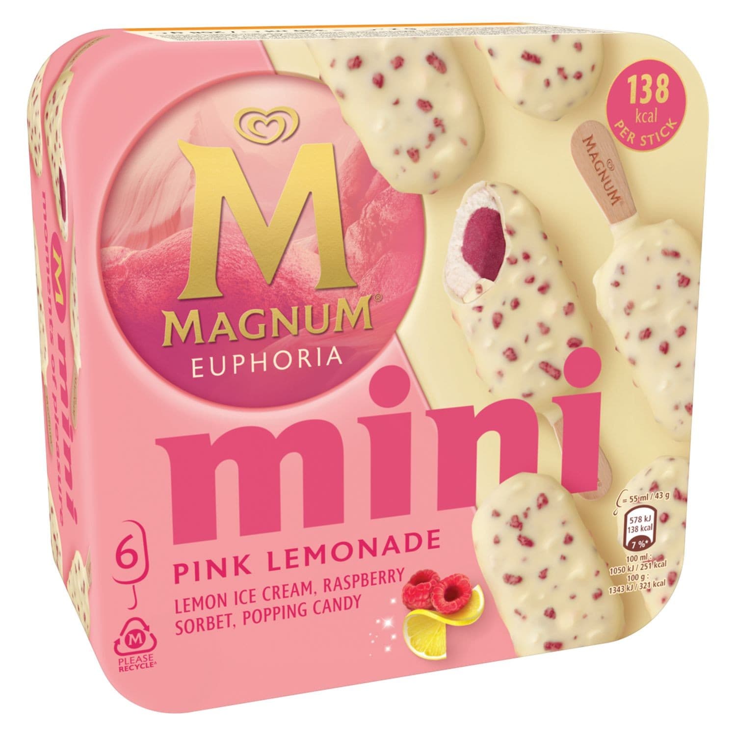 Magnum Mini Euphoria Pink Lemonade zmrzlina 6x55 ml