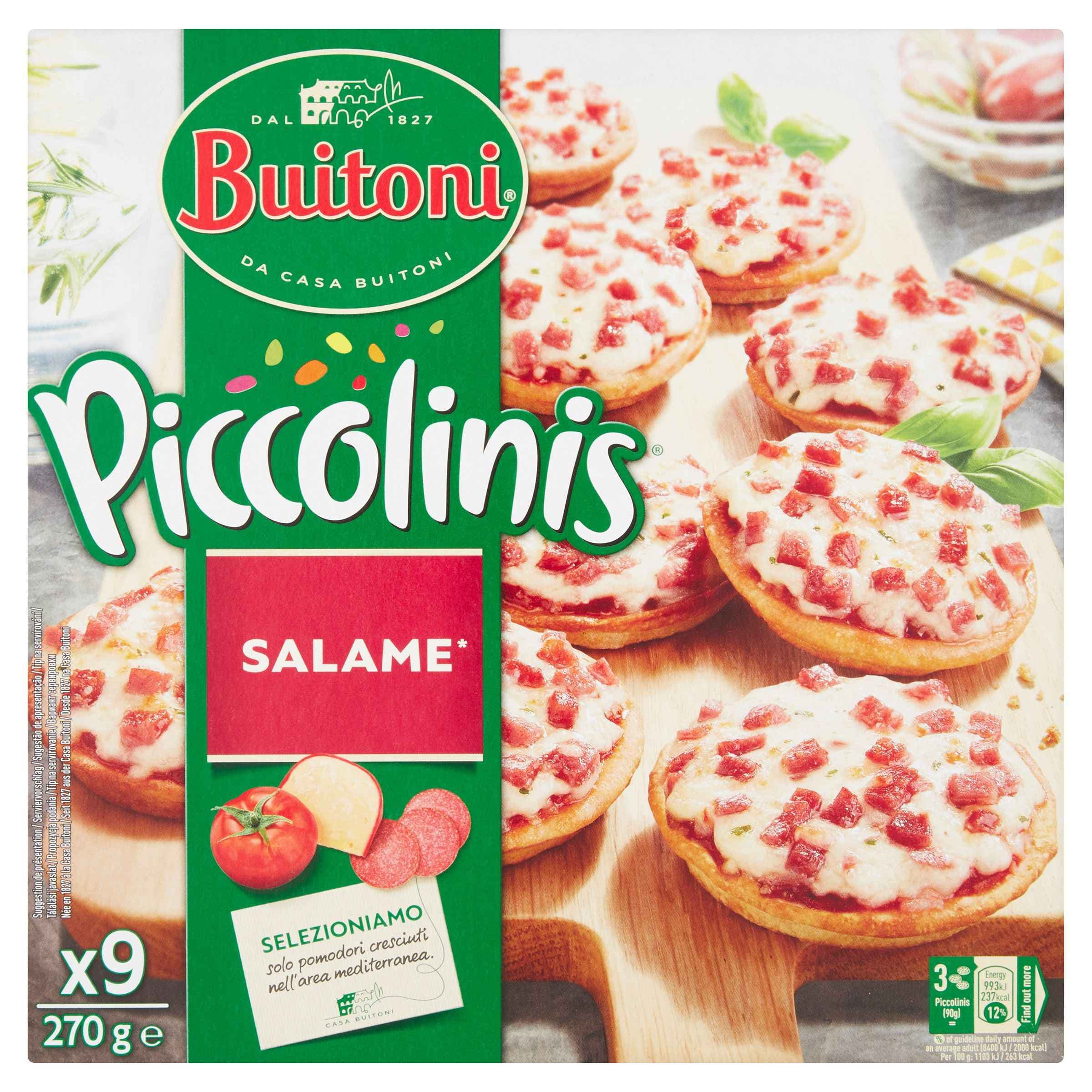 Buitoni Piccolinis Salame pizza mražená 30 g