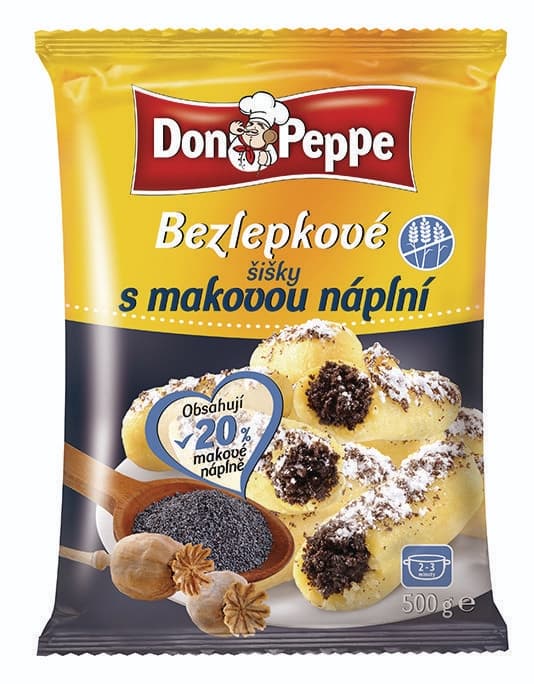 Don Peppe Bezlepkové šišky s makovou náplní mražené 500g