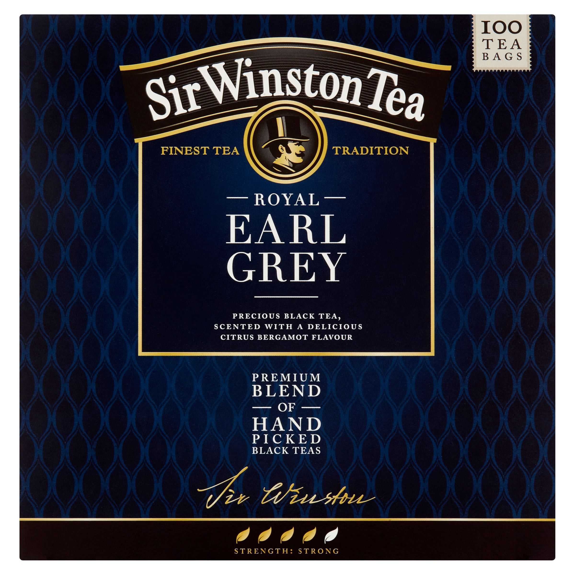 Sir Winston Tea Earl Grey, černý čaj, 100 sáčků, 175g