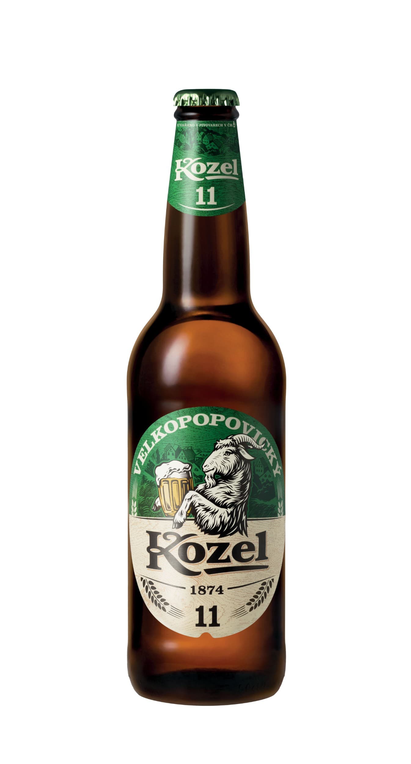 Velkopopovický Kozel 11° pivo ležák světlý sklo 0,5 l