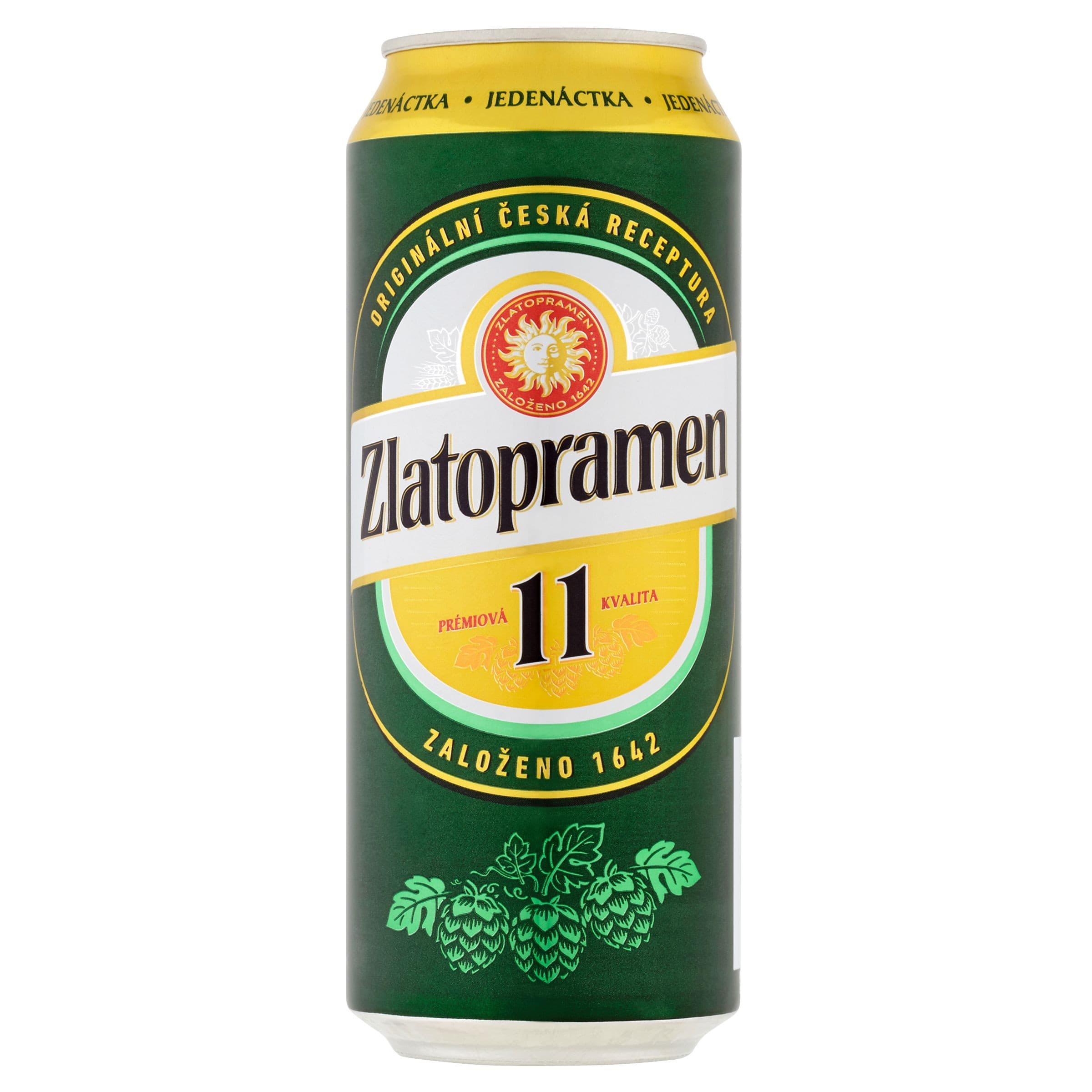 Zlatopramen 11° pivo ležák světlý plech 0,5 l