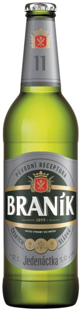 Braník Jedenáctka pivo ležák světlý sklo 0,5 l
