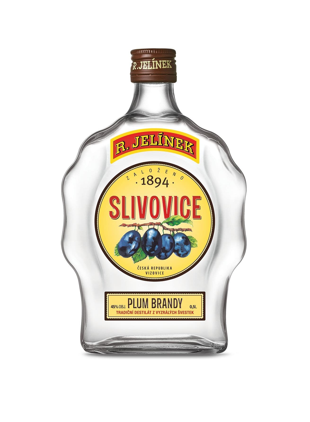 R.Jelínek Slivovice 3letá 45% Budík 500 ml