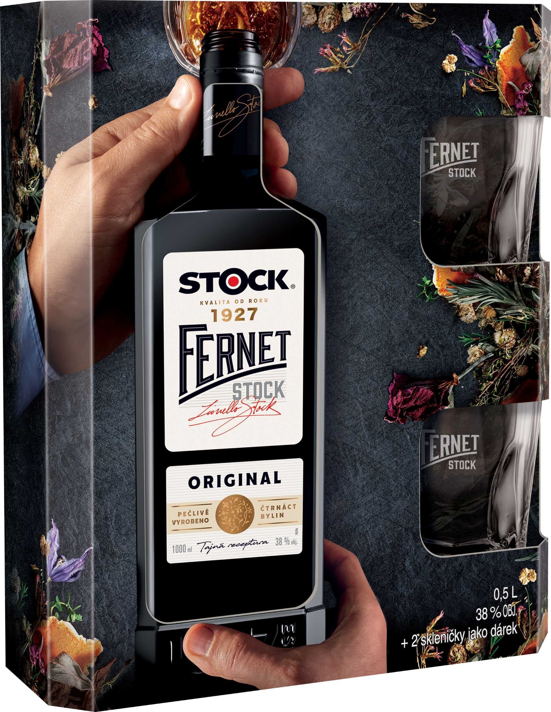 Fernet Stock Originál 38% 0,5l + 2x sklo