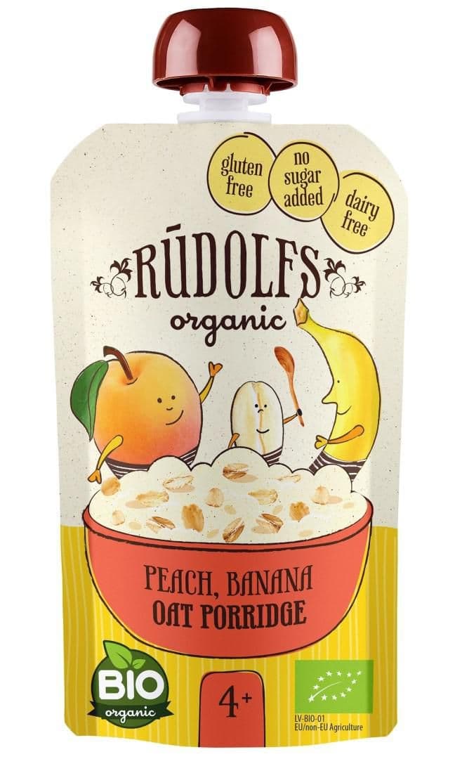 Rudolfs BIO kapsička Broskev, banán, celozrnná ovesná kaše 110g