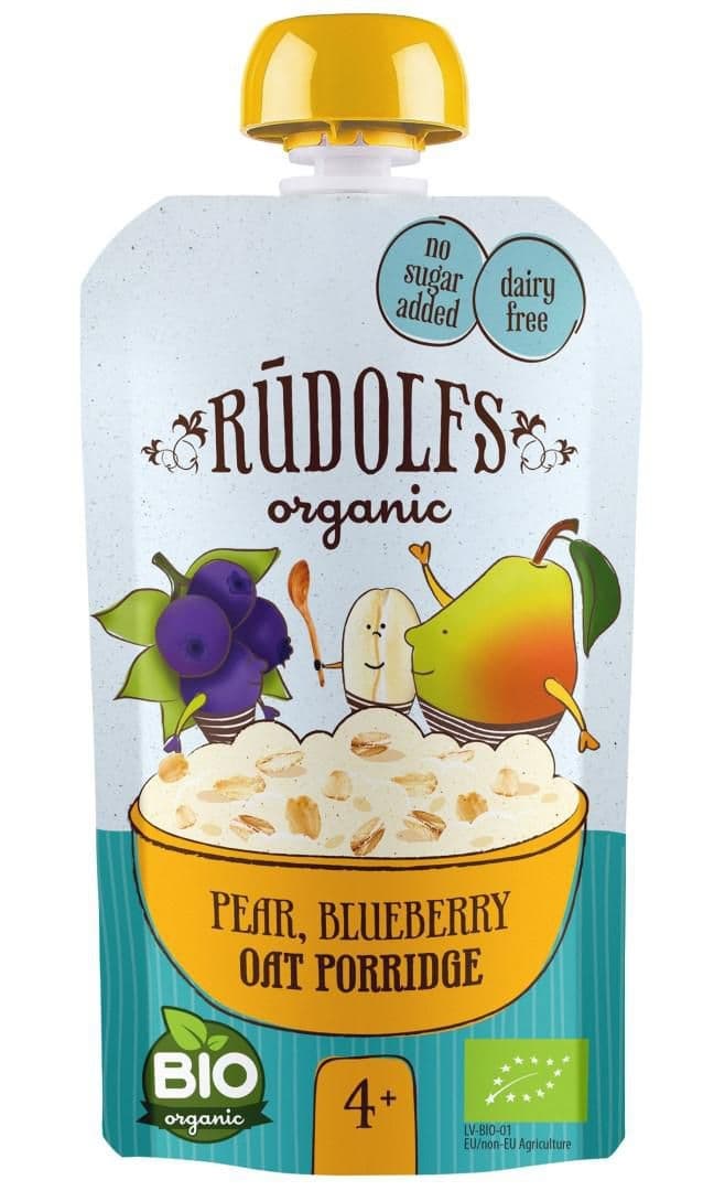 Rudolfs BIO kapsička Hruška, borůvka, celozrnná ovesná kaše 110g