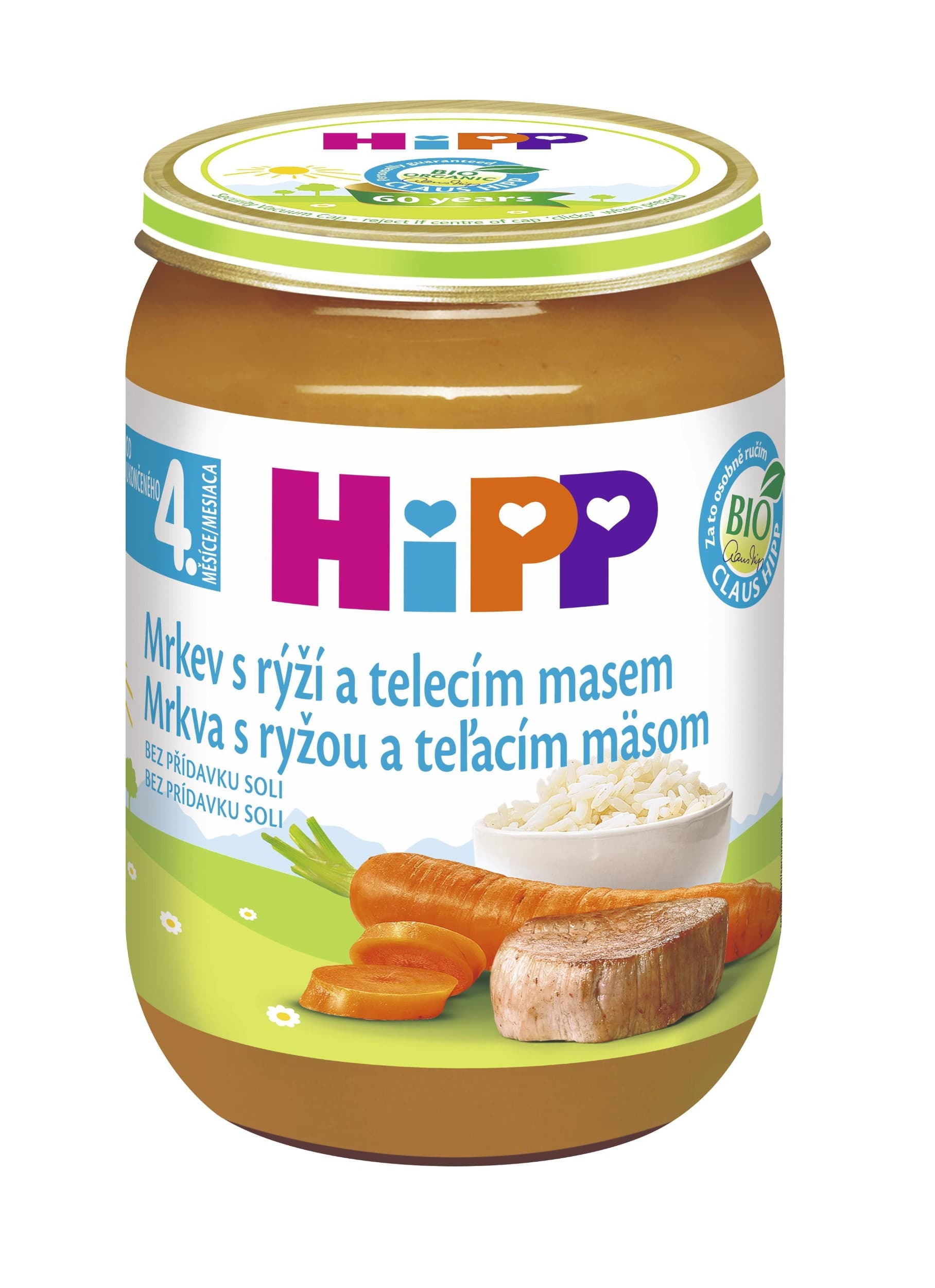 HiPP BIO Mrkev s rýží a telecím masem 190 g