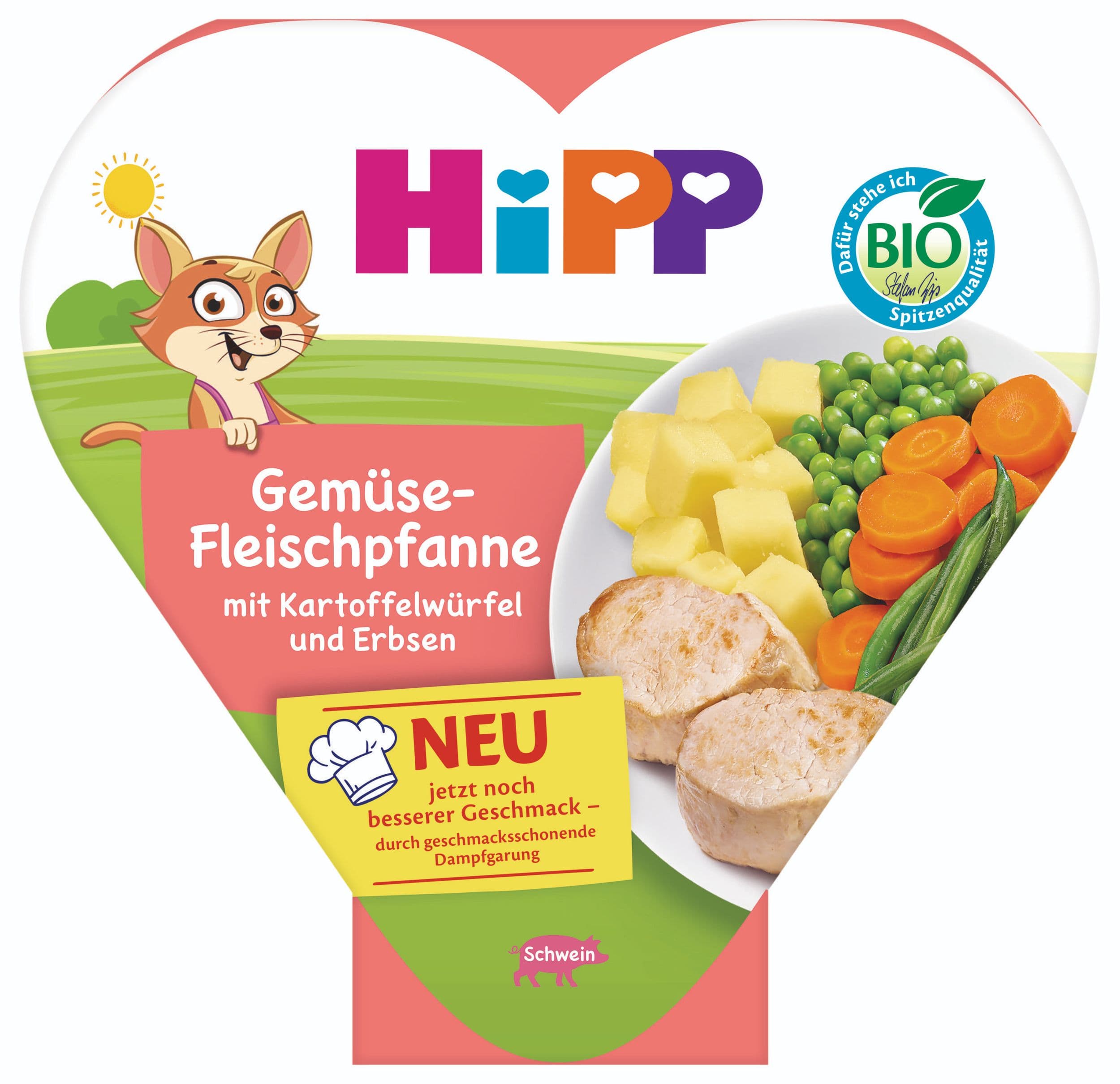HiPP BIO Zeleninovo-masová směs s nakrájenými brambory a hráškem 250 g