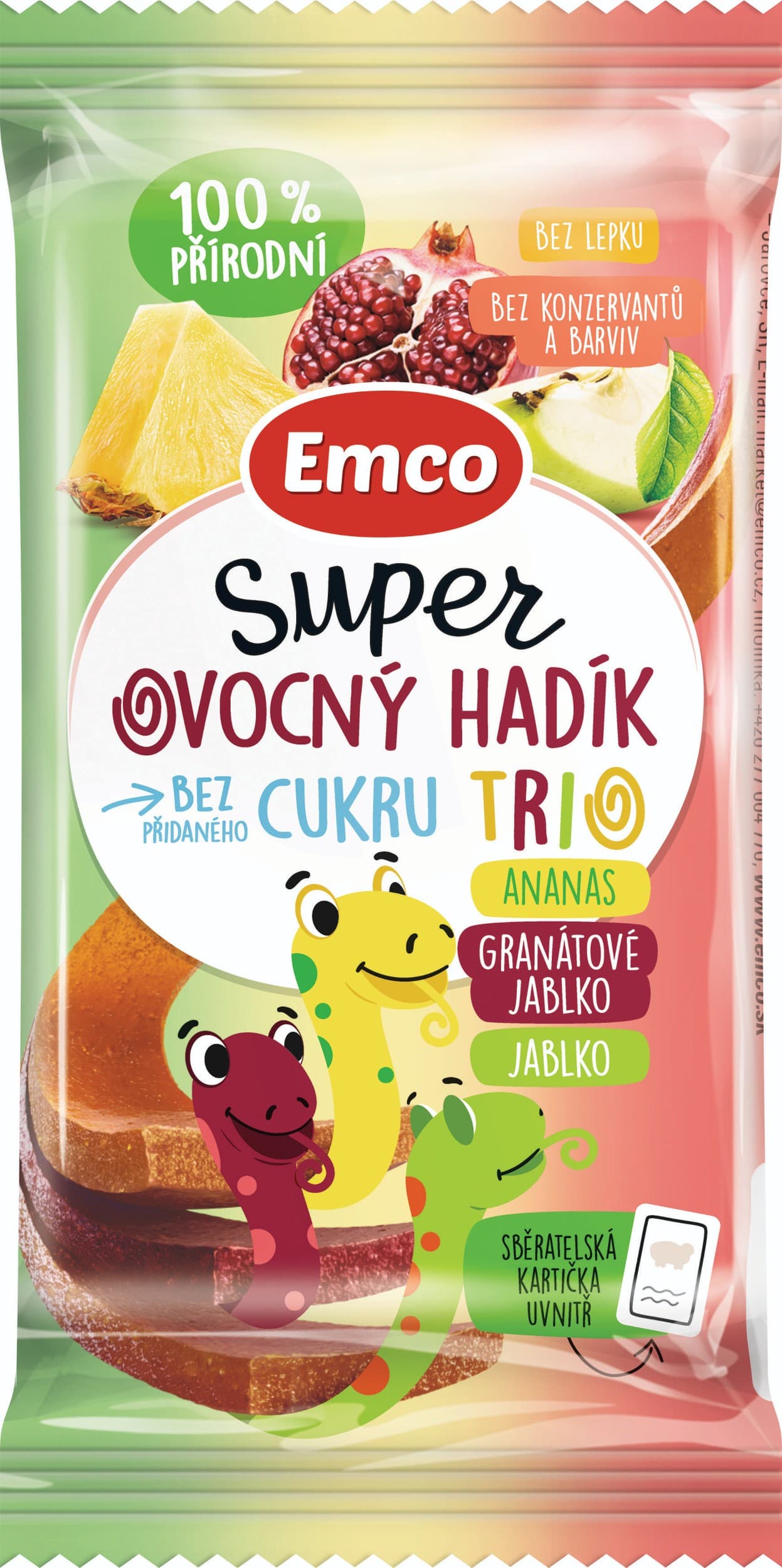 Emco Super ovocný hadík Trio ananas/gran.jablko/jablko 20g