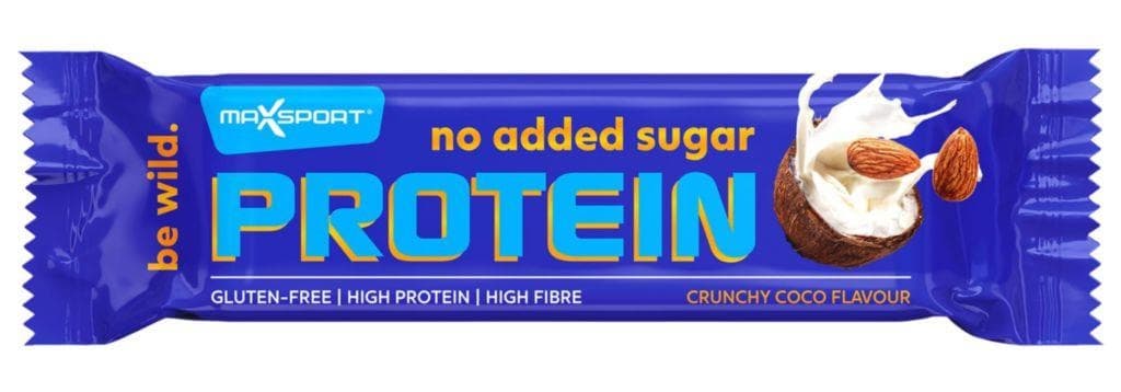 MaxSport Proteinová tyčinka s kokosem a mandlemi v mléčné čokoládě se sladidlem, bez lepku 40g