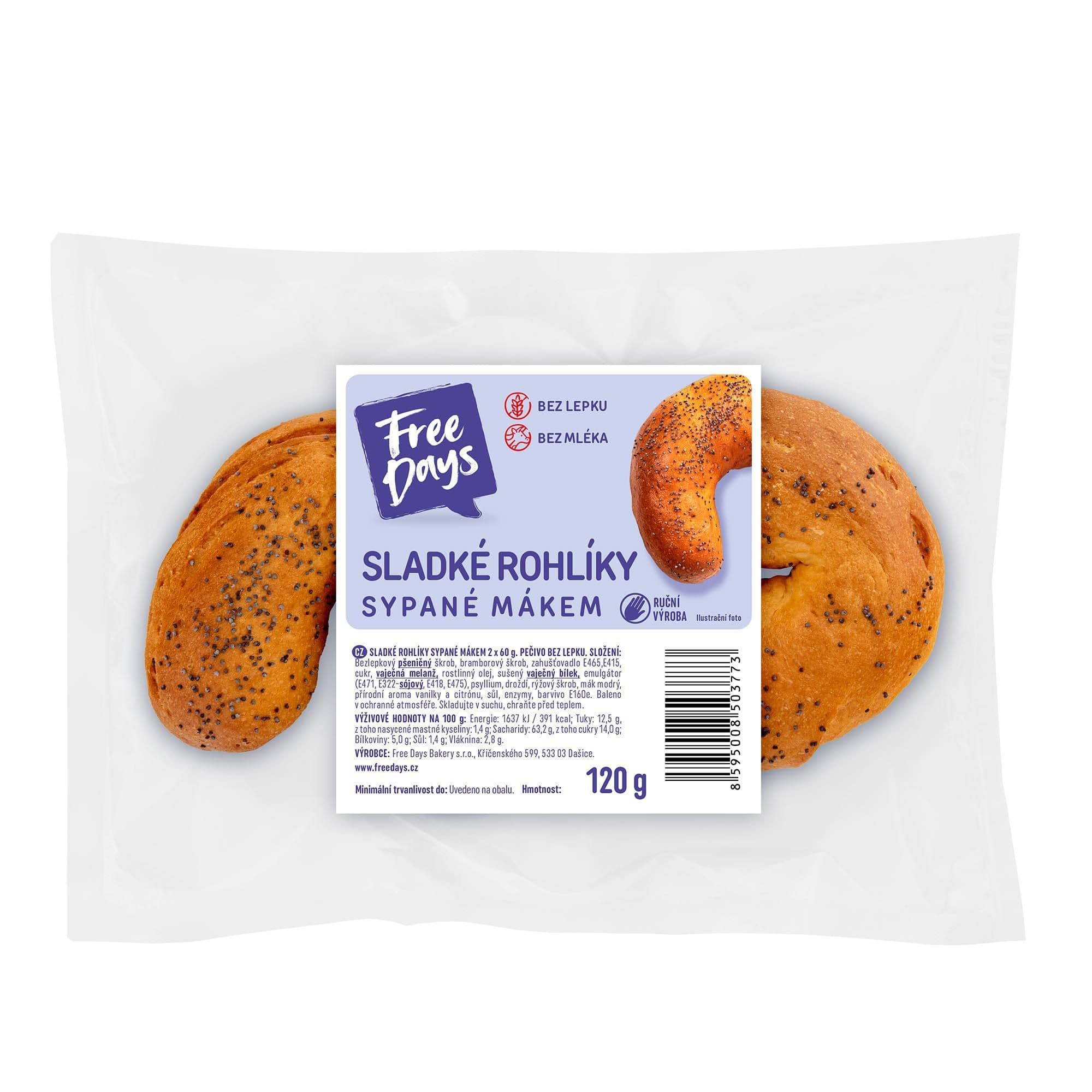 Free Days Sladké rohlíky sypané mákem 2ks 120g