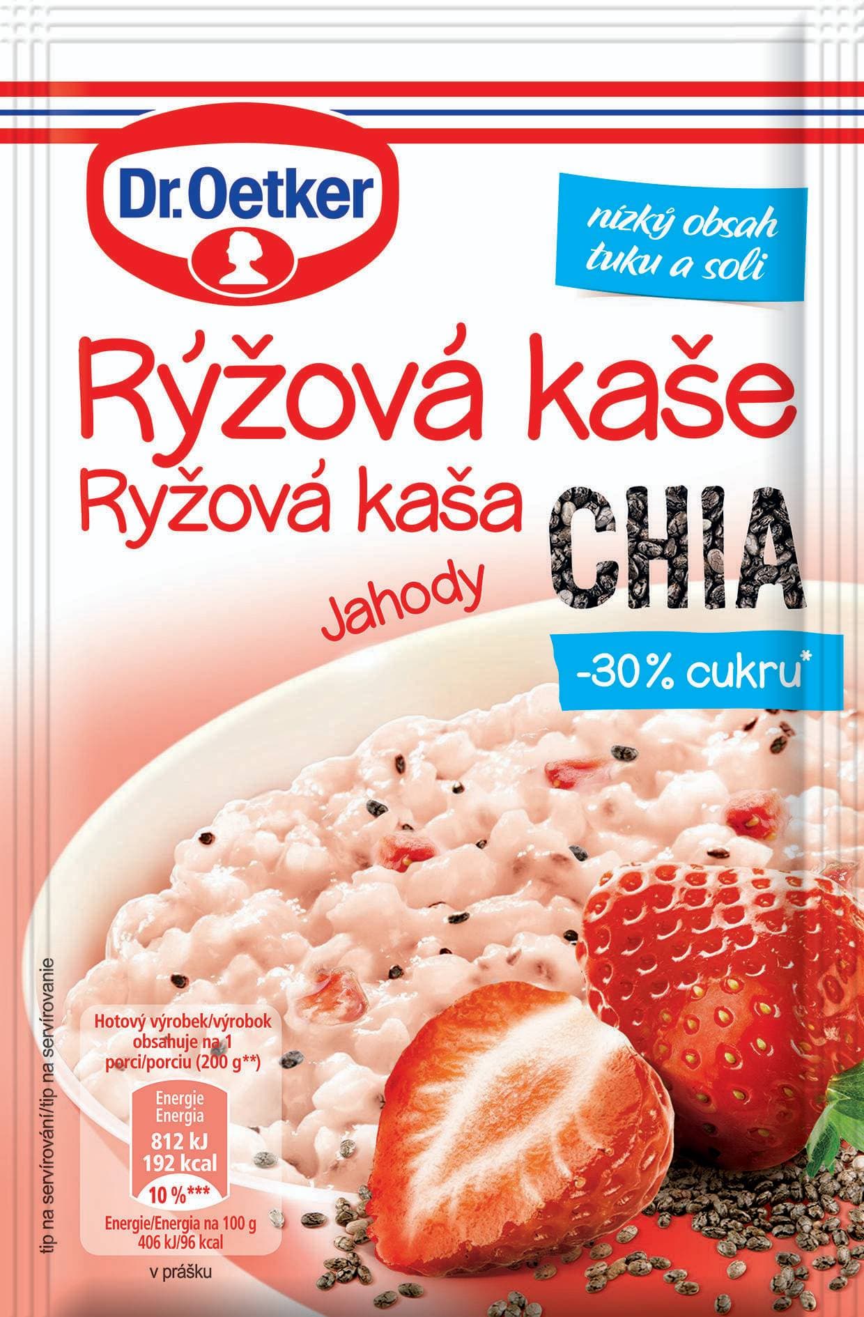 Dr.Oetker Rýžová kaše bez lepku Jahody-Chia 50g