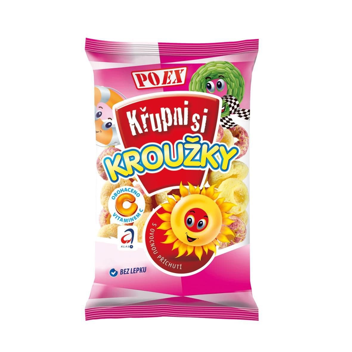 Poex Kroužky s ovocnou příchutí bez lepku 90 g