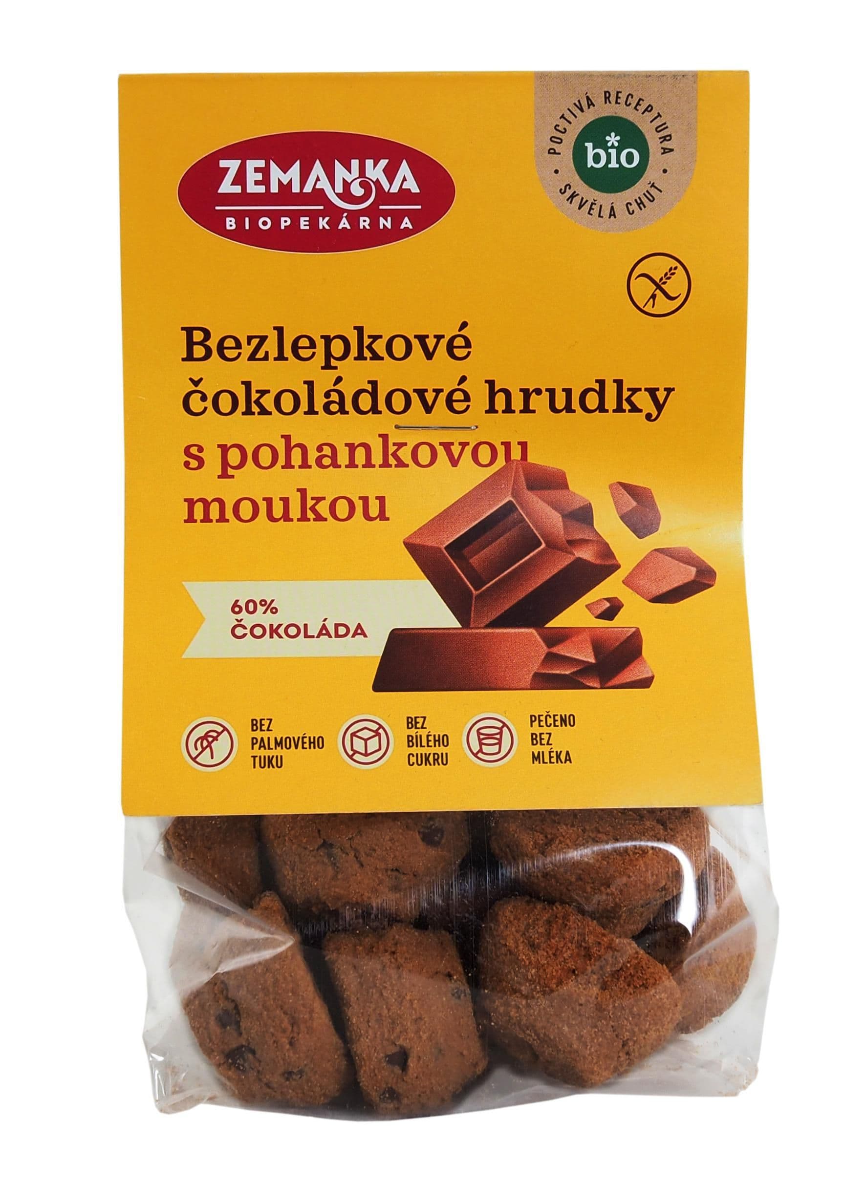 Biopekárna Zemanka Bezlepkové pohankové bio hrudky s čokoládou 100 g