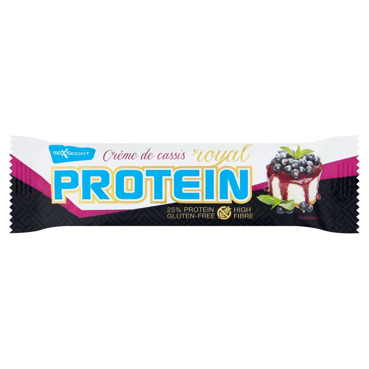 MaxSport Protein Royal Proteinová tyčinka v bílé polevě s příchutí černého rybízu 60 g