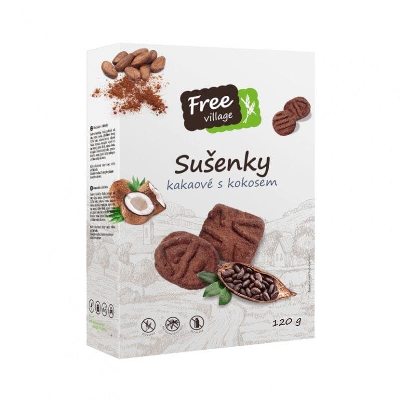 Free Village Sušenky kakaové s kokosem bez lepku 120 g