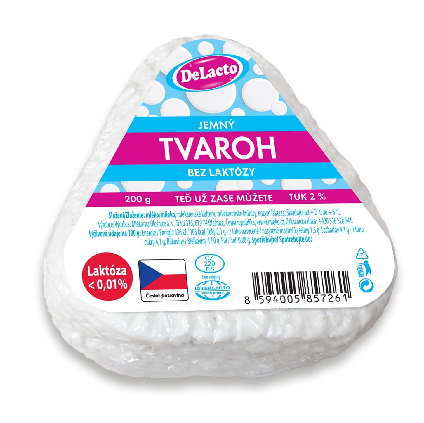 Moravia DeLacto tvaroh jemný 200 g