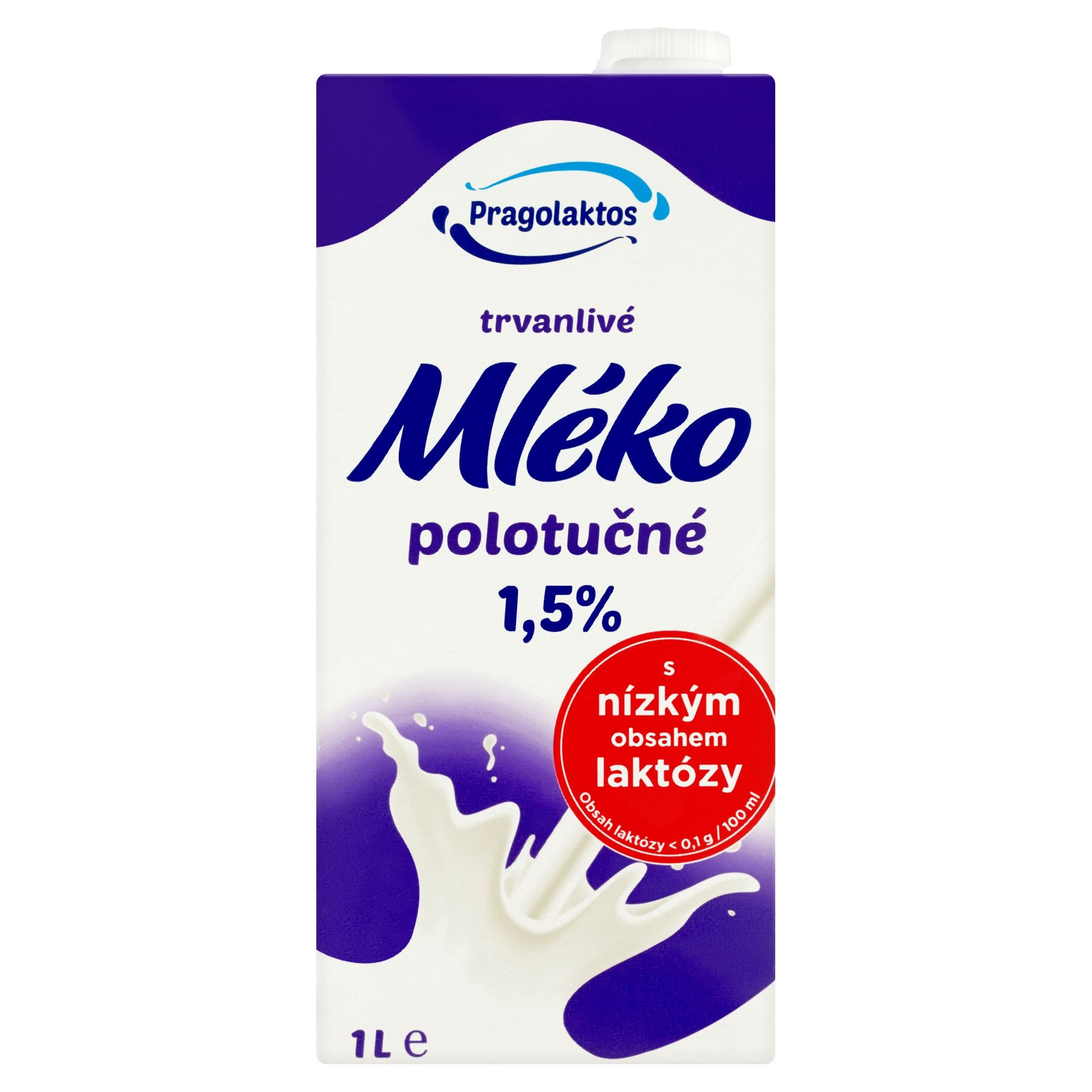 Pragolaktos Mléko bez laktózy trvanlivé polotučné 1,5% 1 l