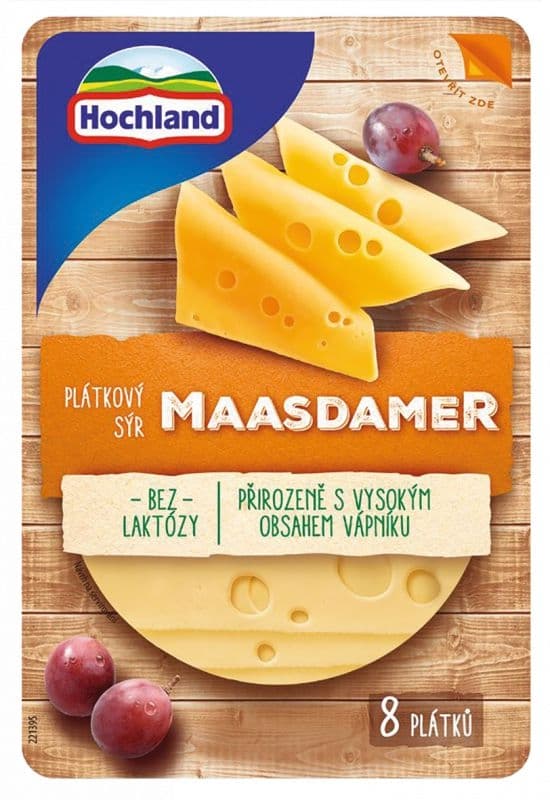 Hochland Maasdamer bez laktózy 48% plátky 135g