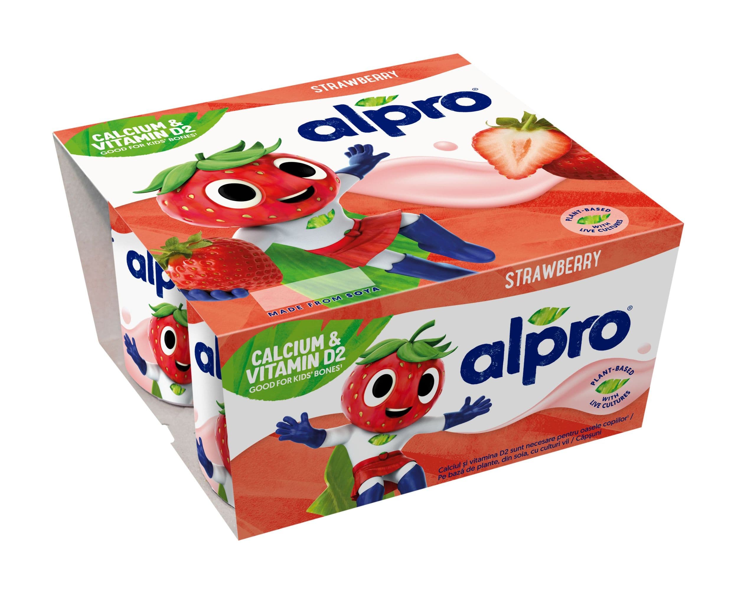 Alpro Kids Fermentovaný sójový výrobek - jahoda, obohacený o vápník, jód a vitaminy 4x115g