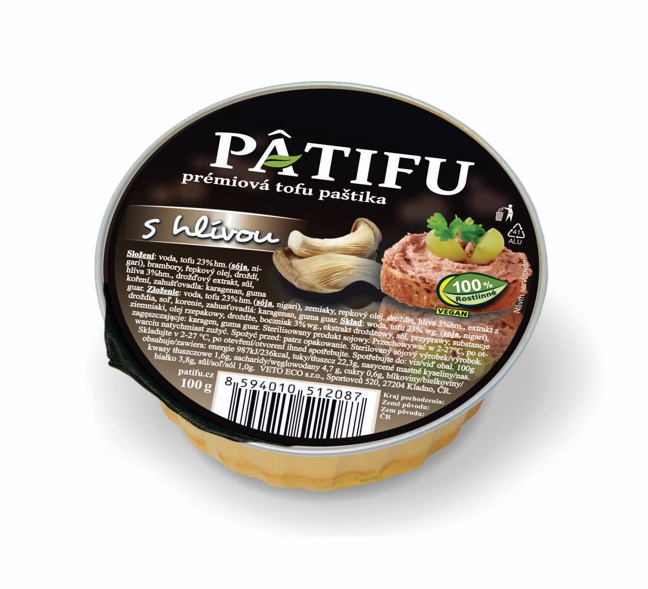 Veto eco Pâtifu Prémiová tofu paštika s hlívou 100 g