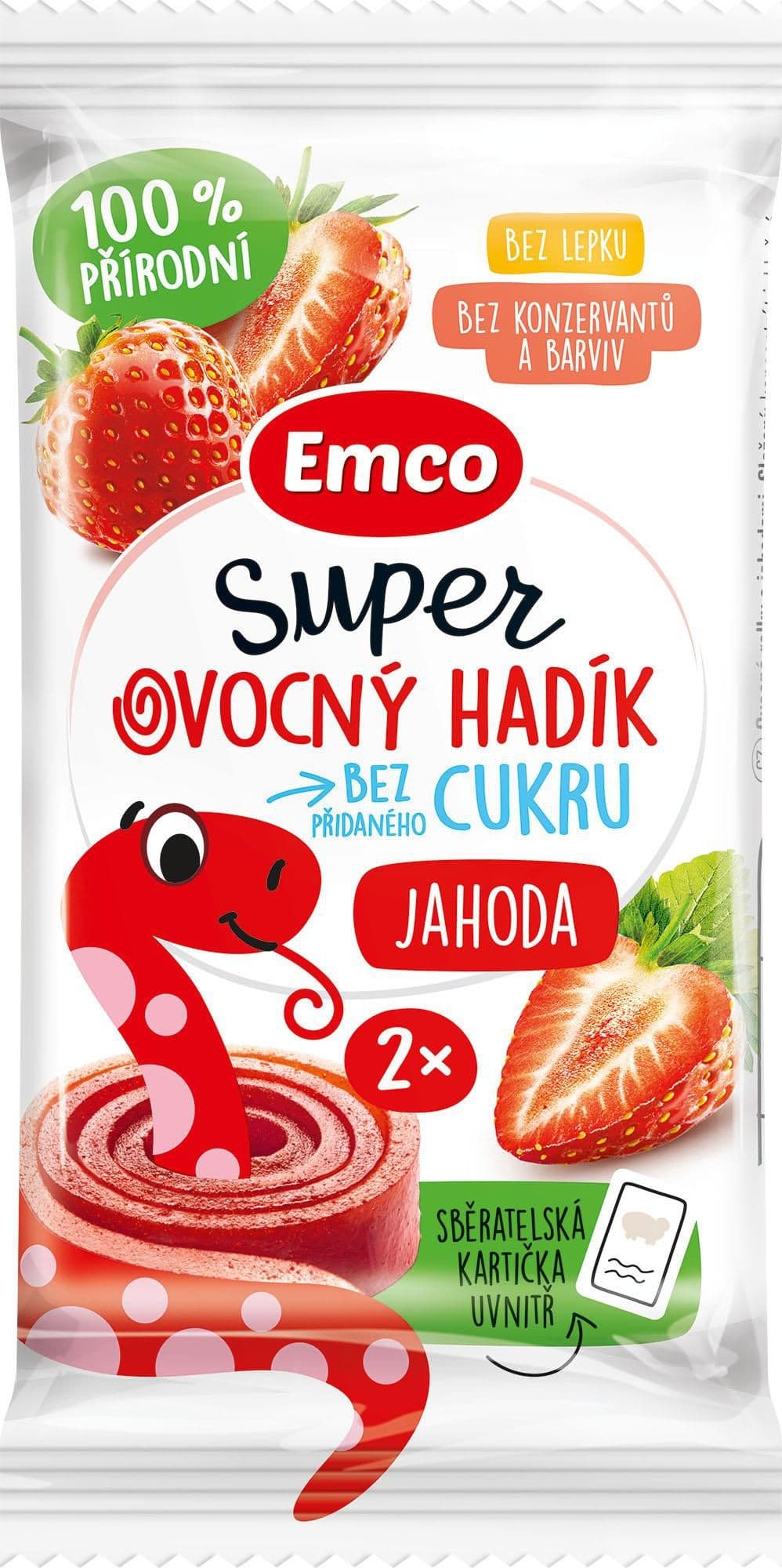 Emco Super ovocný hadík jahoda 20g