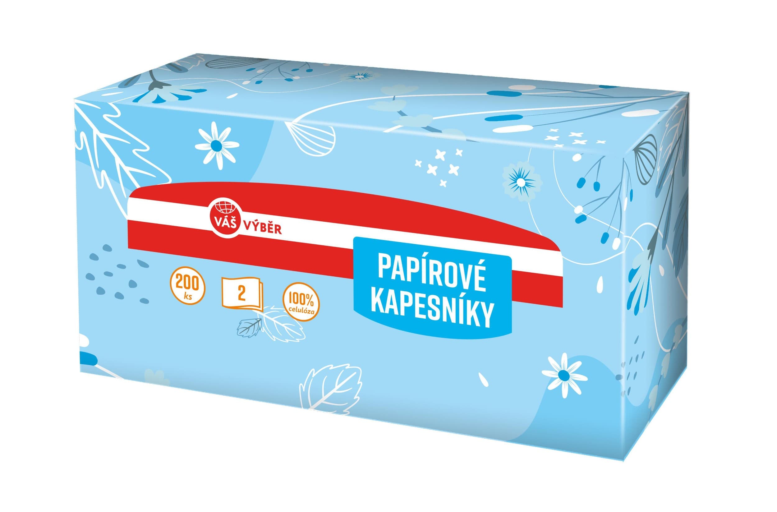 Váš Výběr papírové kapesníky, 2vrstvé, box 200 ks