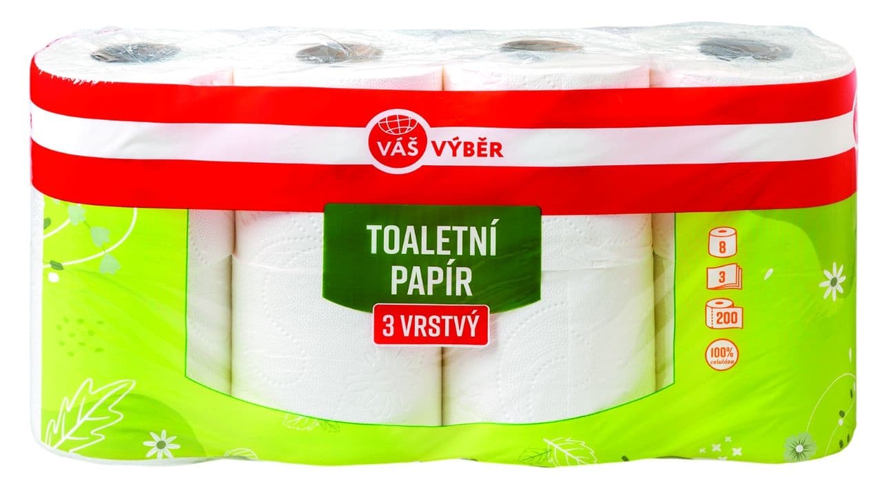 Váš Výběr Toaletní papír bílý 3vrstvý 8ks