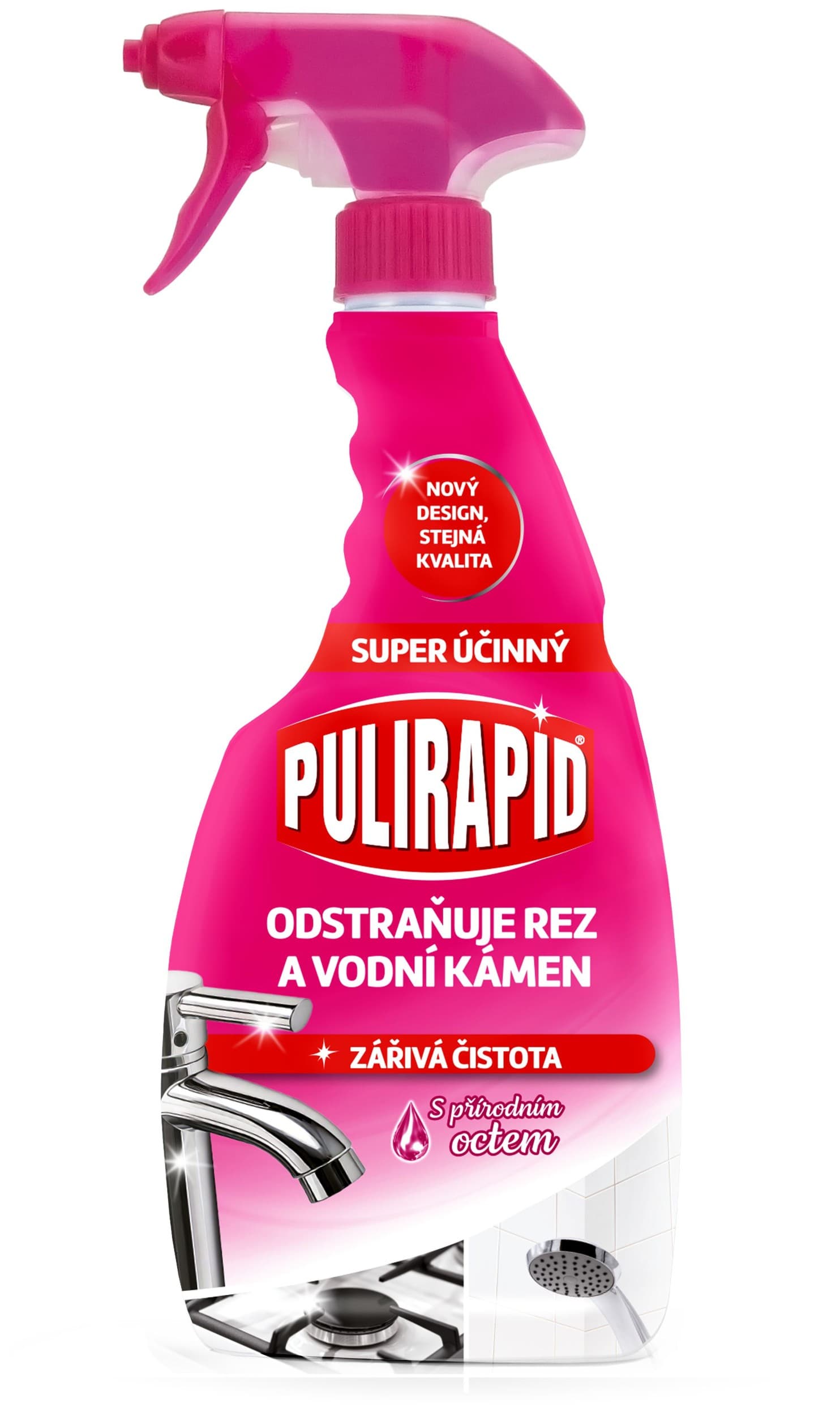 Pulirapid koupelna a kuchyně na vodní kámen  s octem spray 500 ml