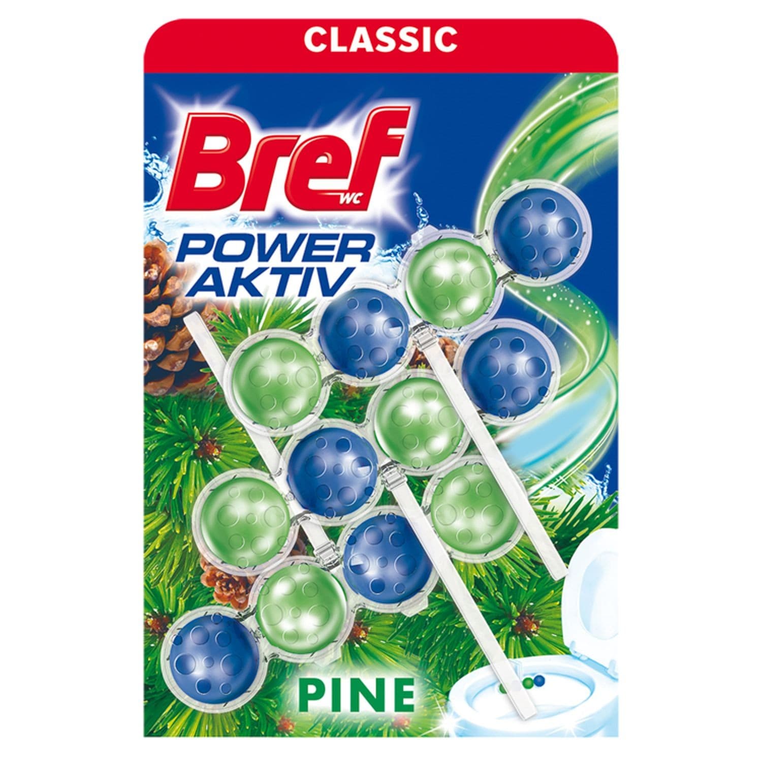 Bref Power activ fragrance boost pine tuhý WC blok 3x50 g