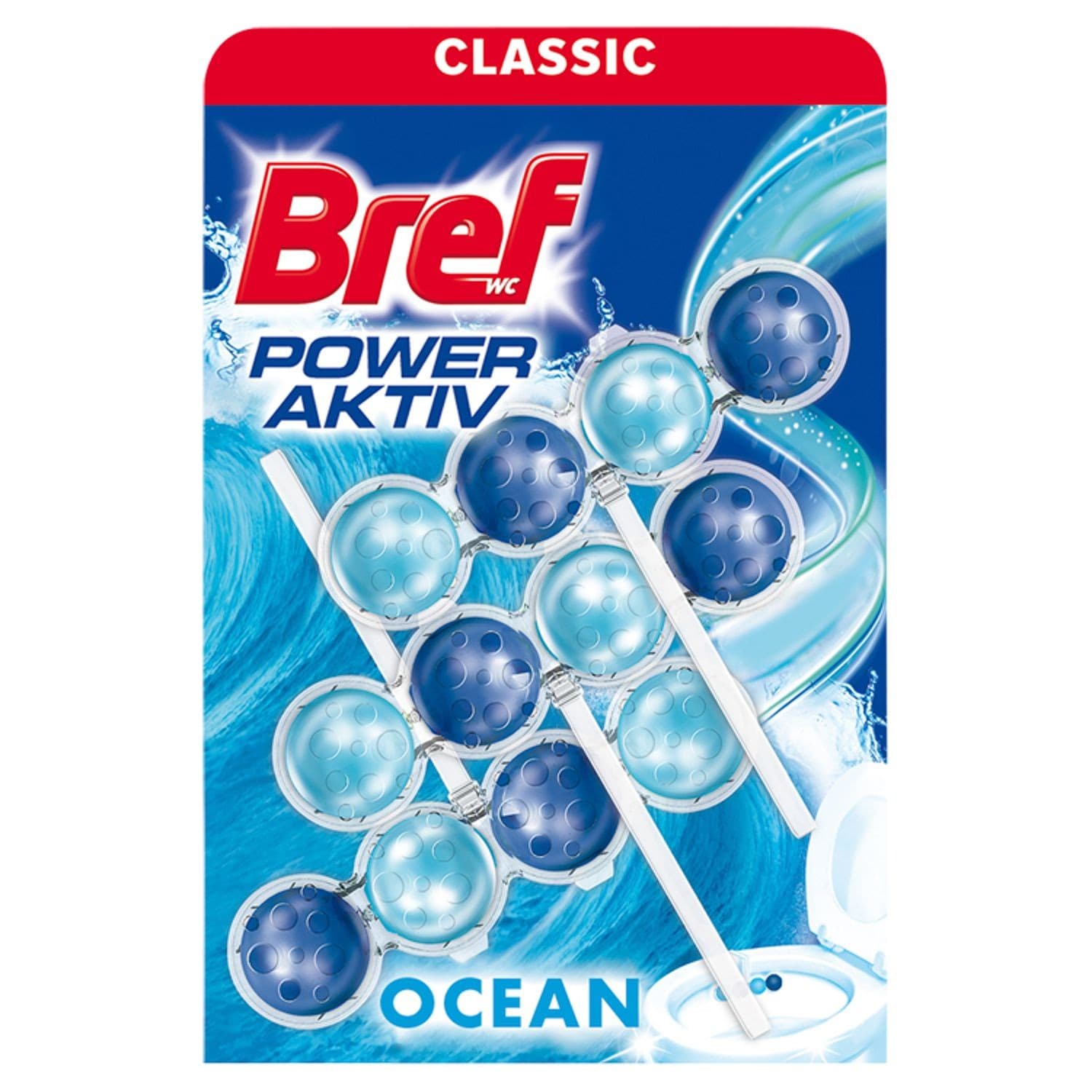 Bref Power Activ Fragrance Boost ocean tuhý WC blok 3x50 g
