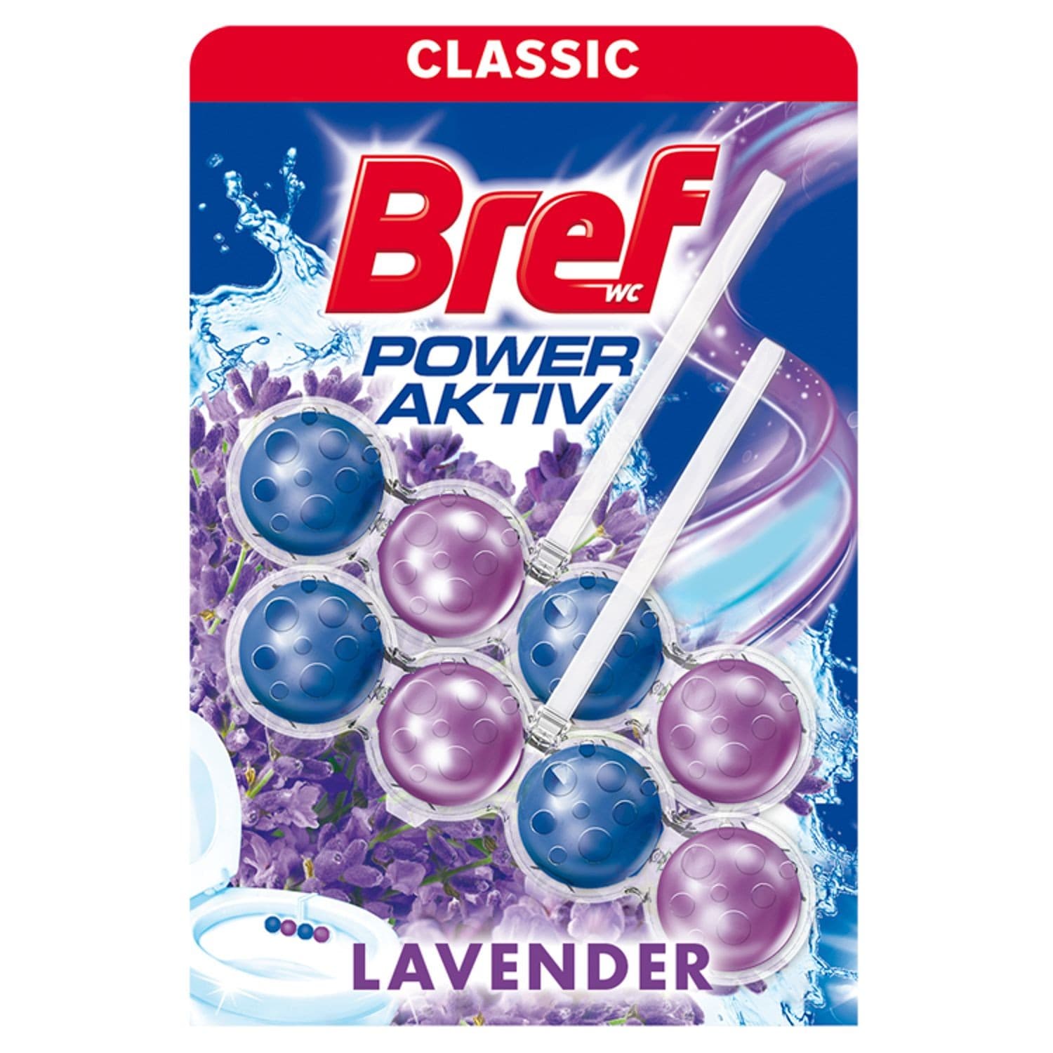Bref Power Aktiv Fragrance Boost Lavender tuhý WC blok 2x50 g