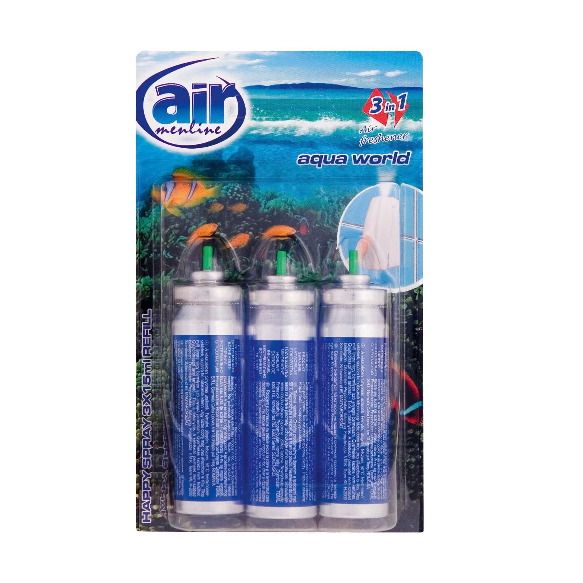 Air Menline Happy Spray Aqua náhradní náplň do osvěžovače 3x15 ml