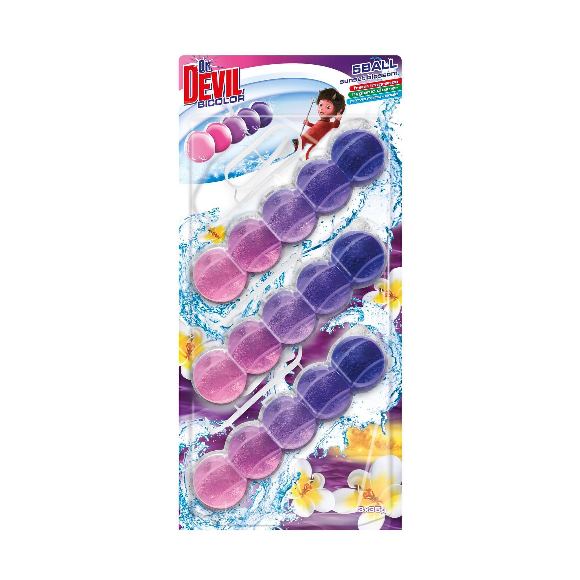Dr.Devil Bicolor Sunset Blossom 5ball Závěsný WC blok 3x35 g