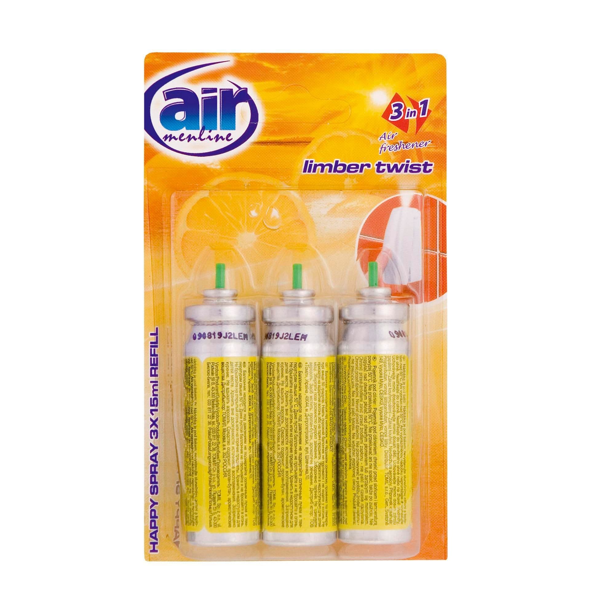 Air Menline Happy Spray Limber Spray náhradní náplň do osvěžovače 3x15 ml