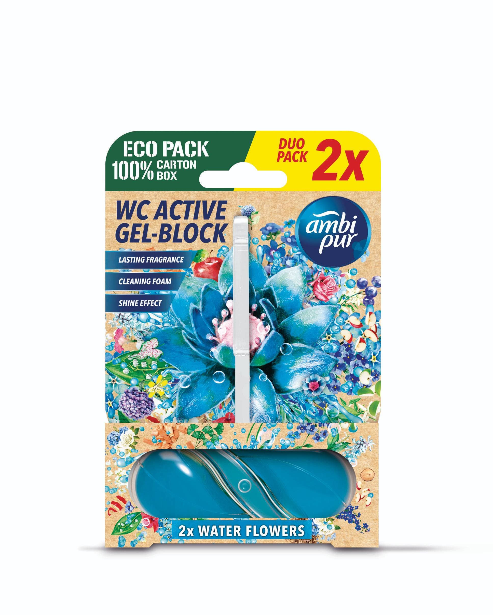 Ambipur WC Active gel-blok vodní květy 2x45g