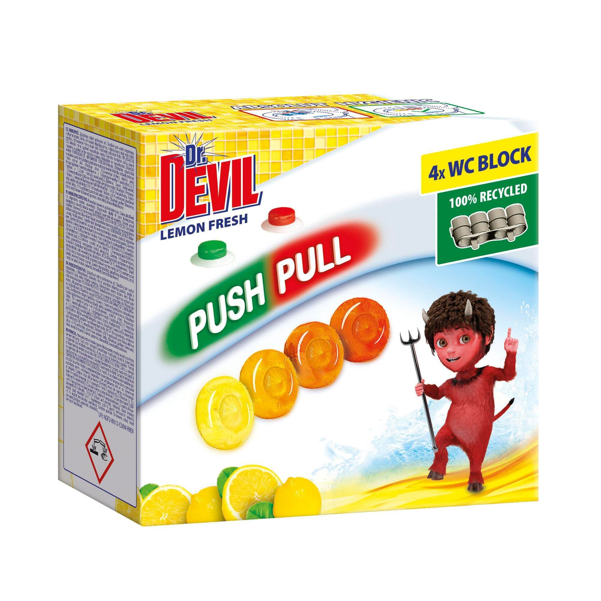 Dr. Devil wc push pull gel lemon fresh 4x20 g