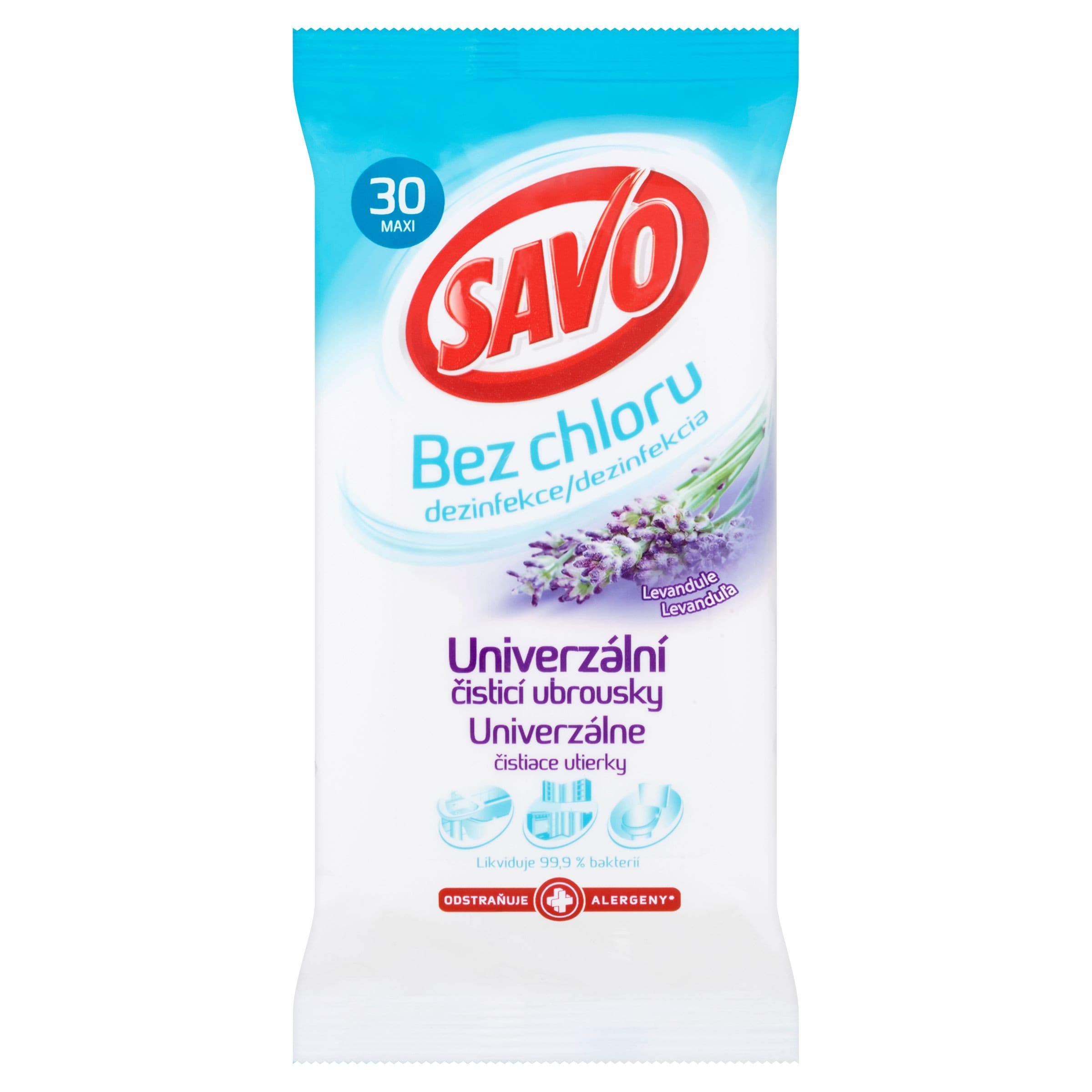 Savo Levandule univerzální čisticí ubrousky bez chloru 30 ks