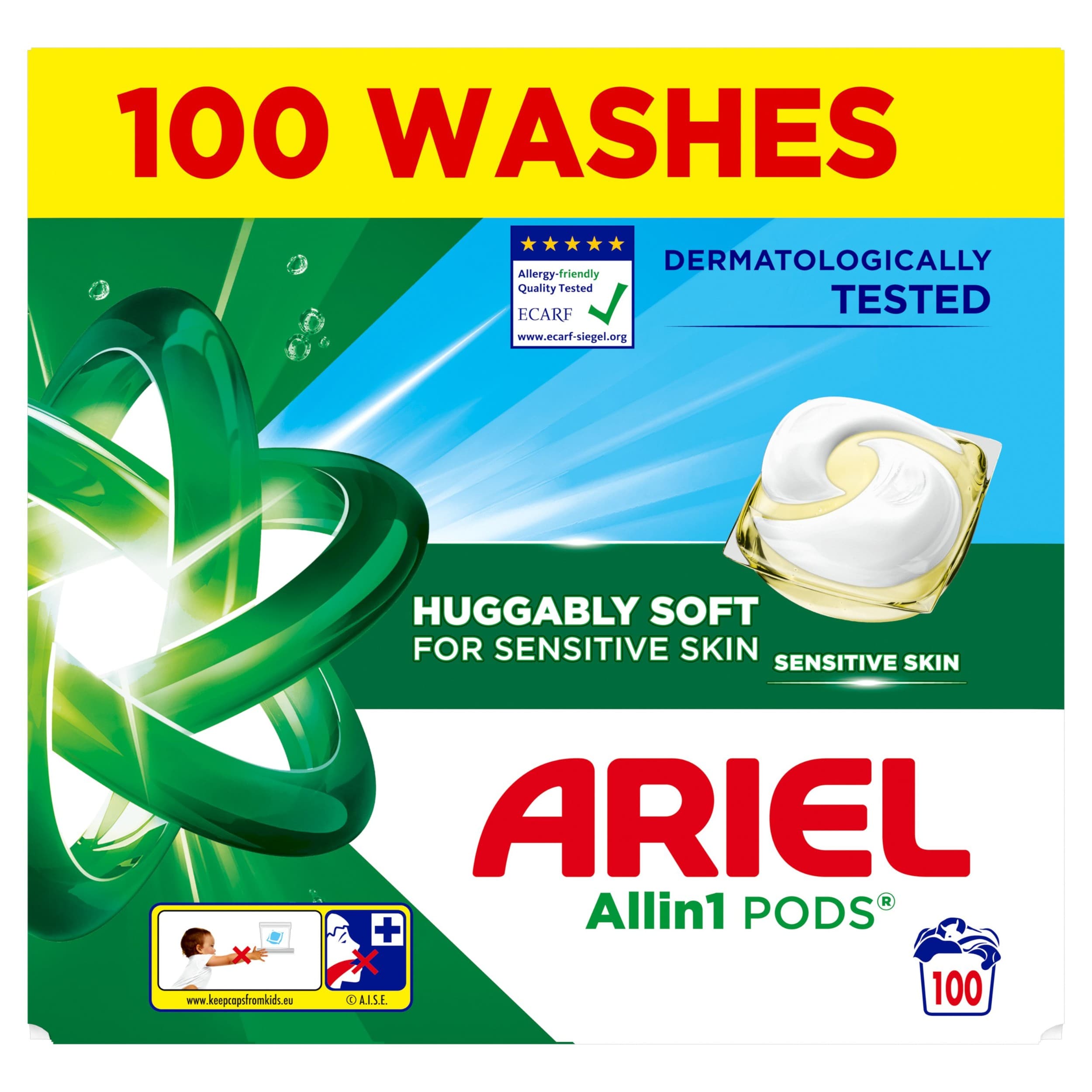 Ariel Gelové Kapsle Sensitive 100 praní