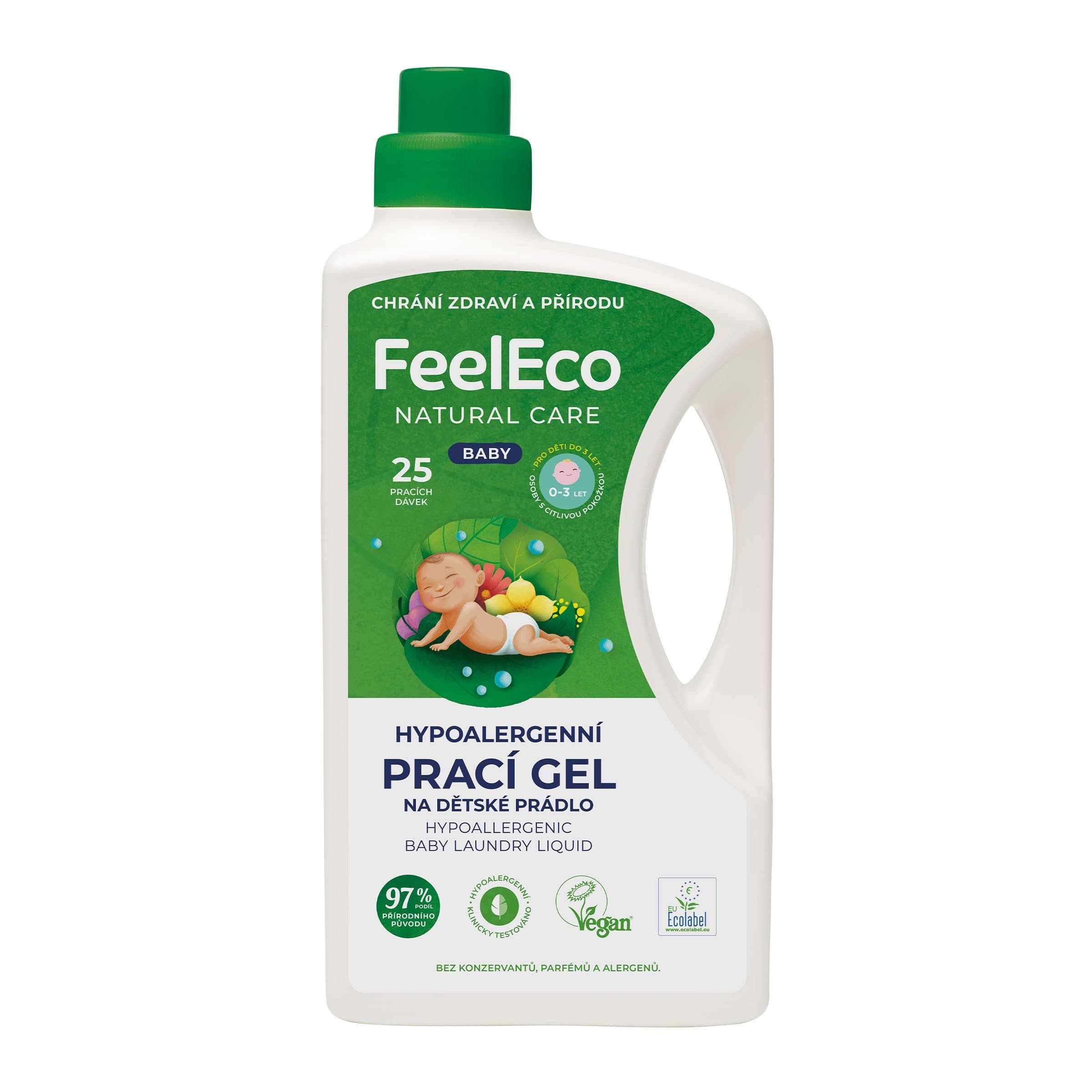 FeelEco Hypoalergenní prací gel na dětské prádlo Baby 1,5 l, 25 pracích dávek