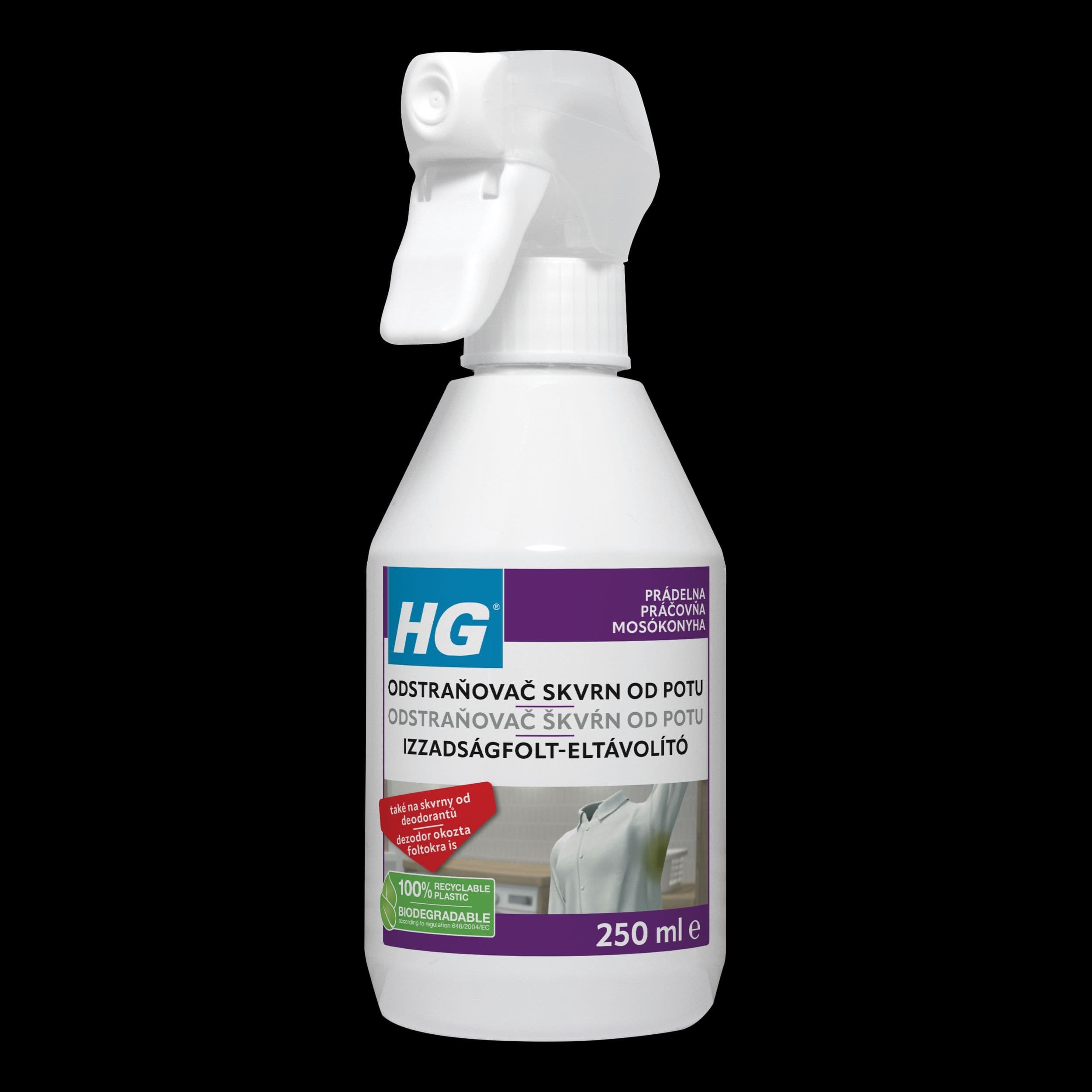 HG Odstraňovač skvrn od potu a deodorantů 250 ml
