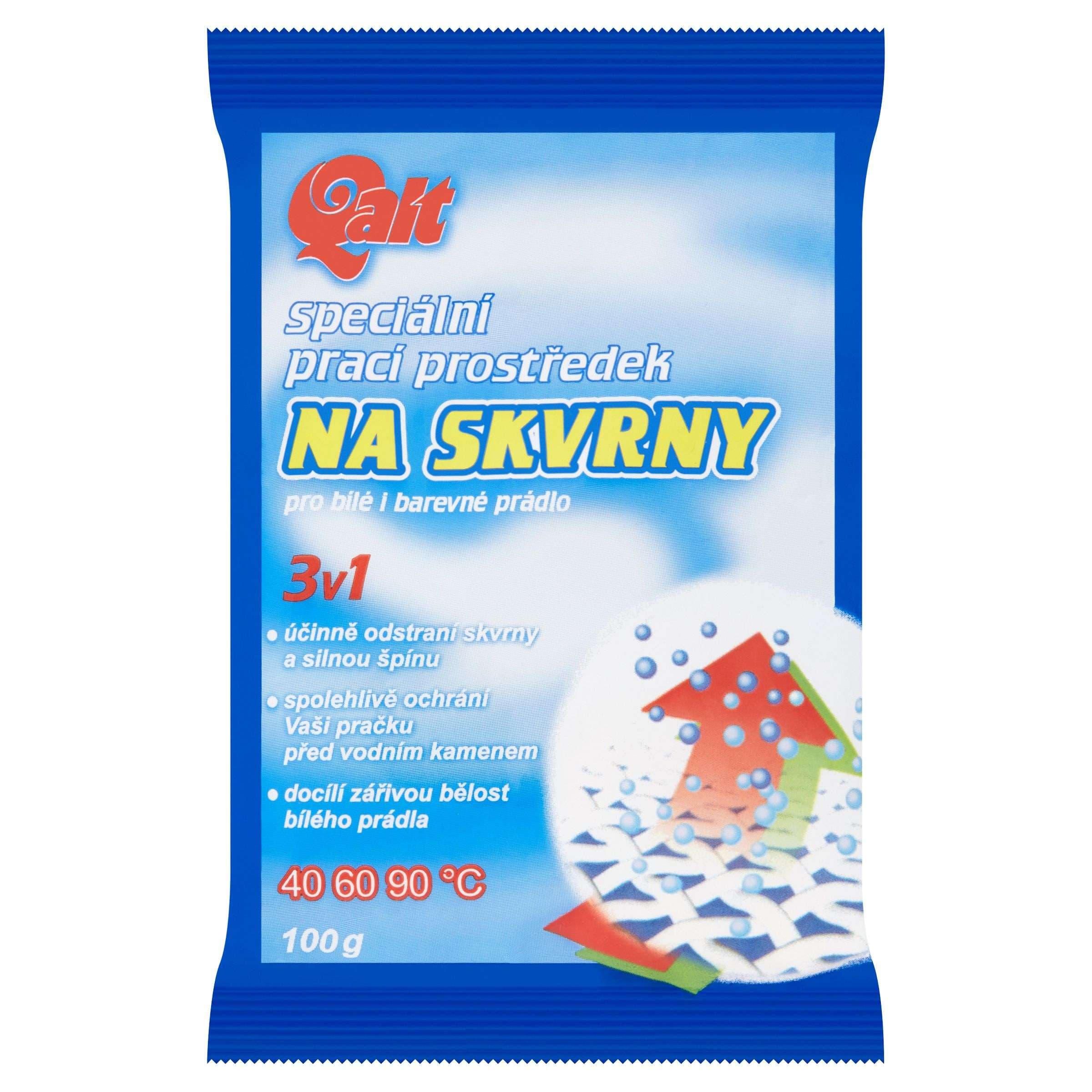 Qalt 3v1 Speciální prací prostředek na skvrny pro bílé i barevné prádlo 100 g