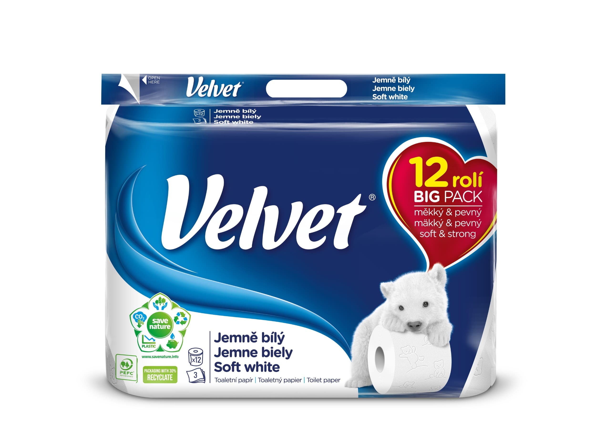 Velvet Toaletní papír bílý 12x150, 3vrstvý 12ks