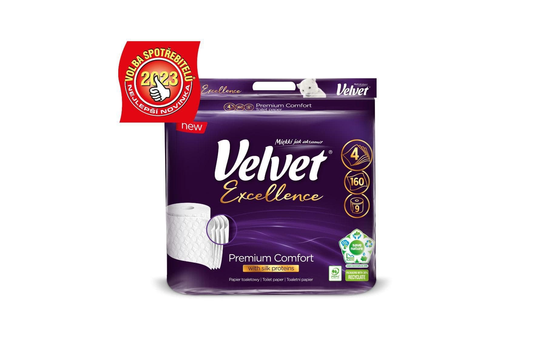 Velvet toaletní papír Excellence 9x160 4vrstvý 9 ks