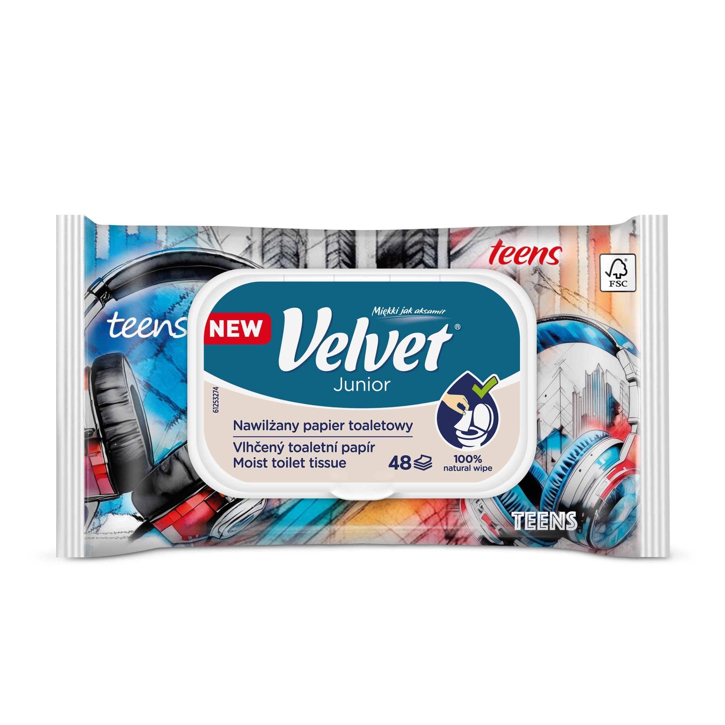 Velvet vlhčený toaletní papír Junior 48 ks
